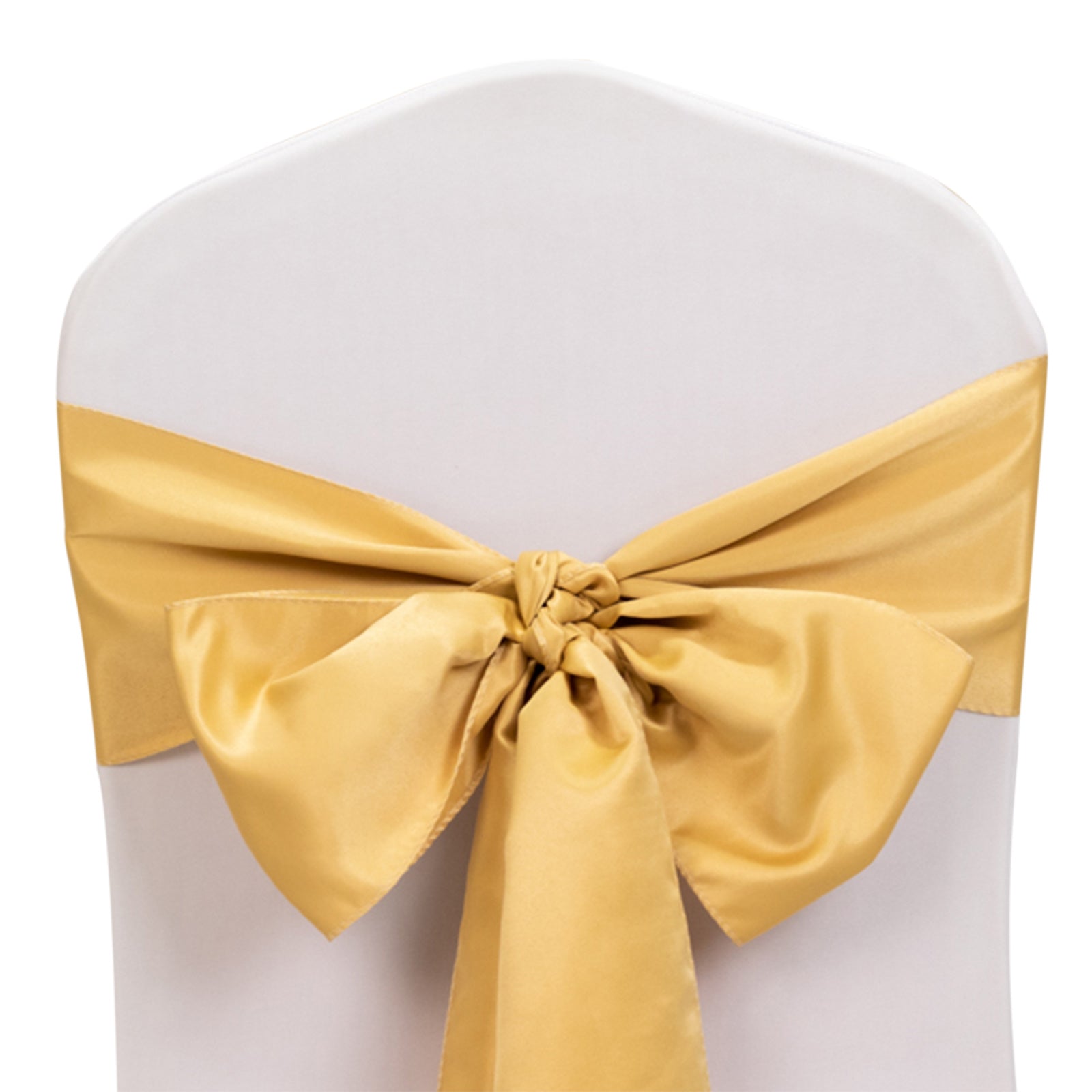 5 Pack Lamour Satin 6x106 Chair Sashes Champagne - Stylish Reusable Decorative Bows