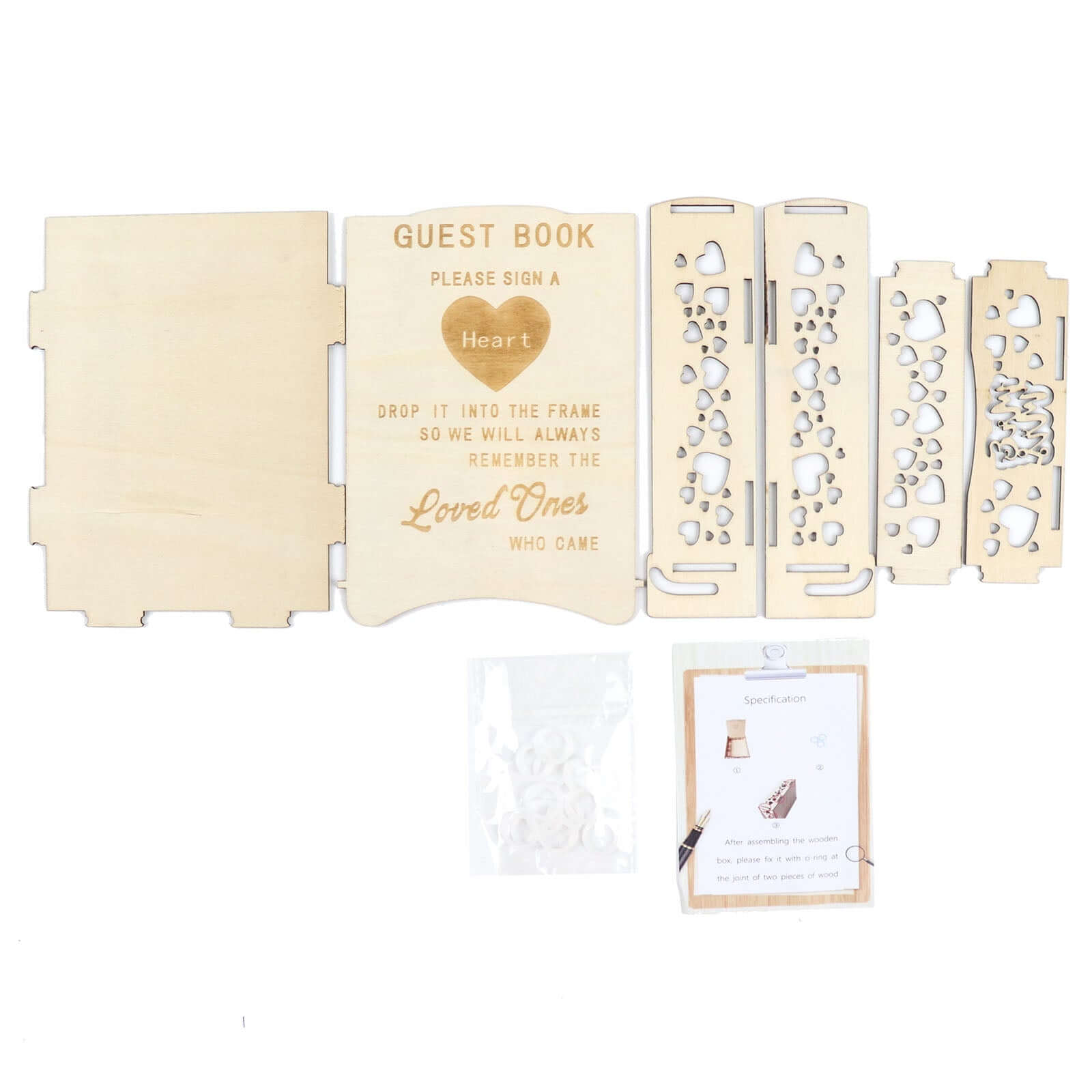 13 Wooden Heart Drop Top Frame Wedding Guest Book Alternative, Rustic Sign Display Stand