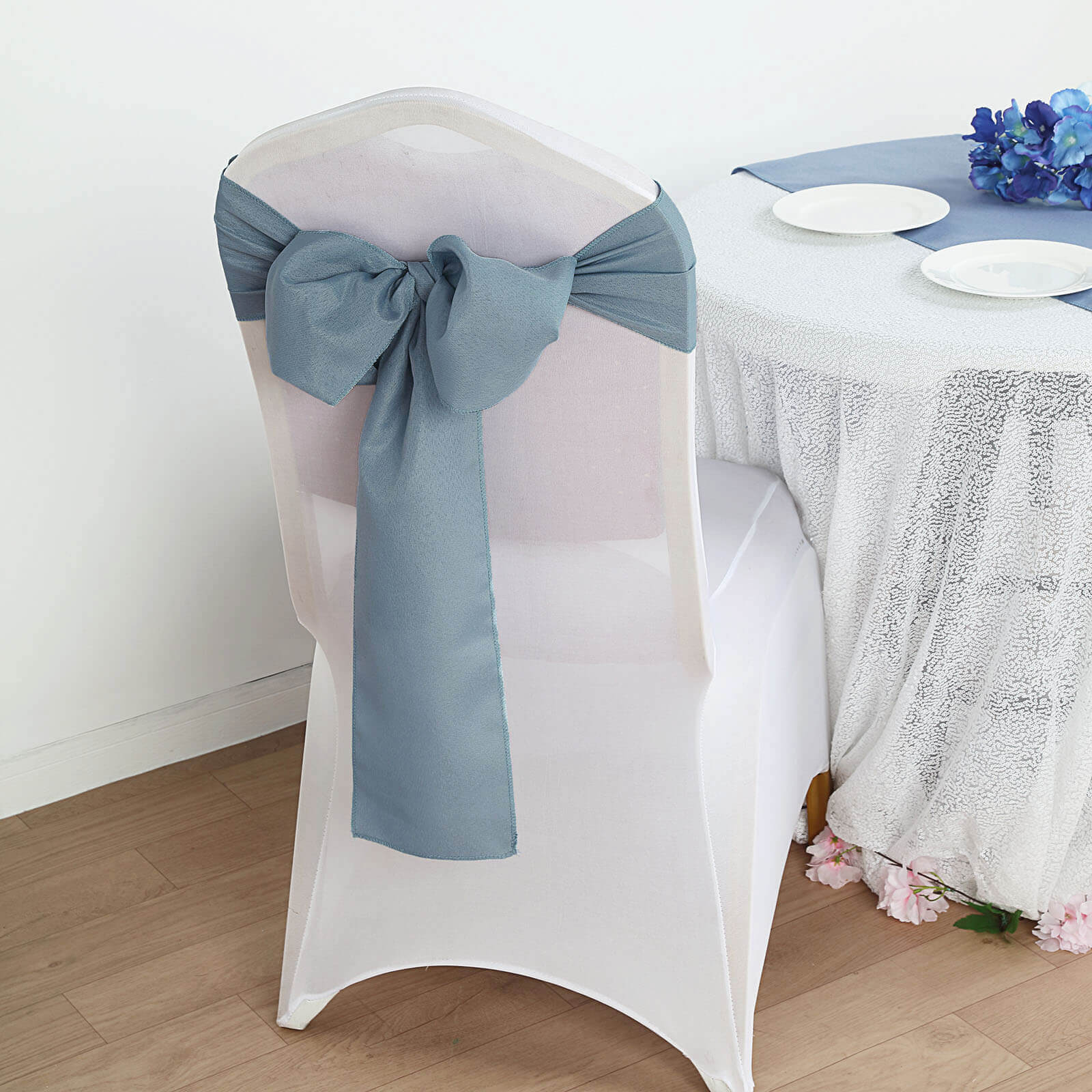 5 Pack Polyester Chair Sashes Dusty Blue 6x108