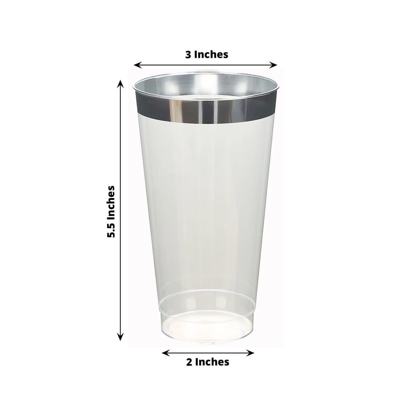 12-Pack Plastic Party Cups Clear with Silver Rim - Durable Disposable Tumblers for Drinks 17oz 5.5