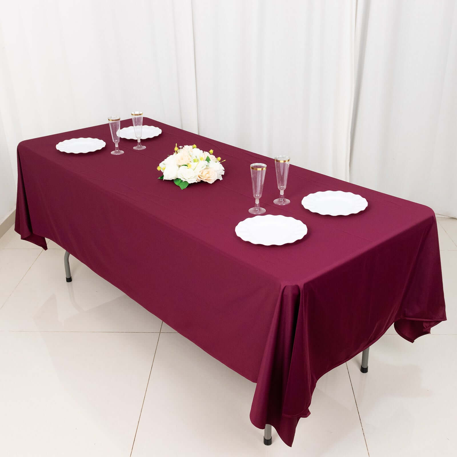 Premium Scuba Rectangular 60x102 Tablecloth Burgundy - Wrinkle Free & Stain Resistant Table Cover