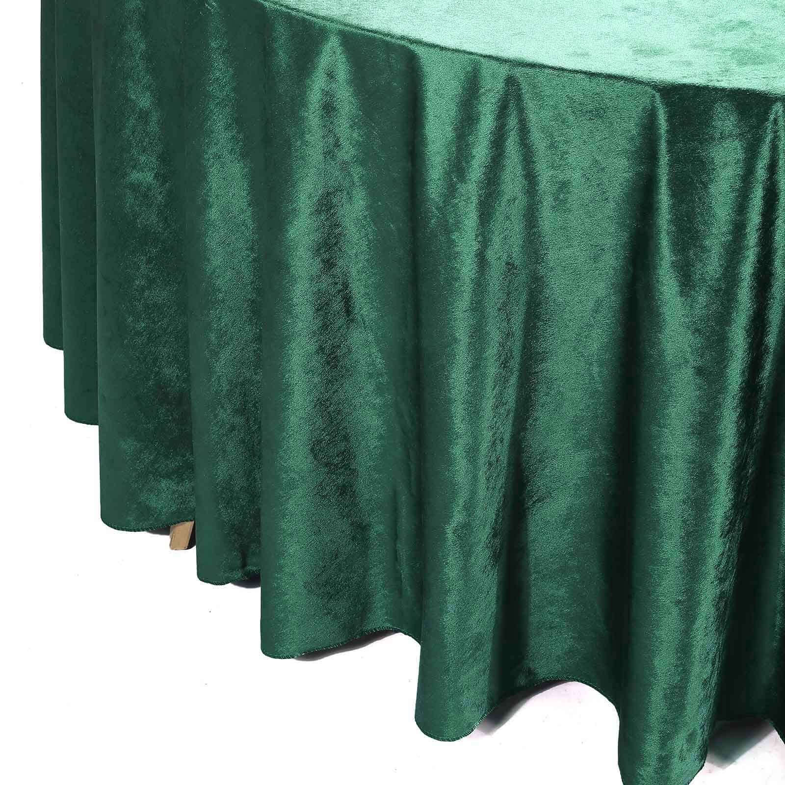 Premium Velvet 120 Round Tablecloth Hunter Emerald Green - Reusable Soft & Seamless Table Cover
