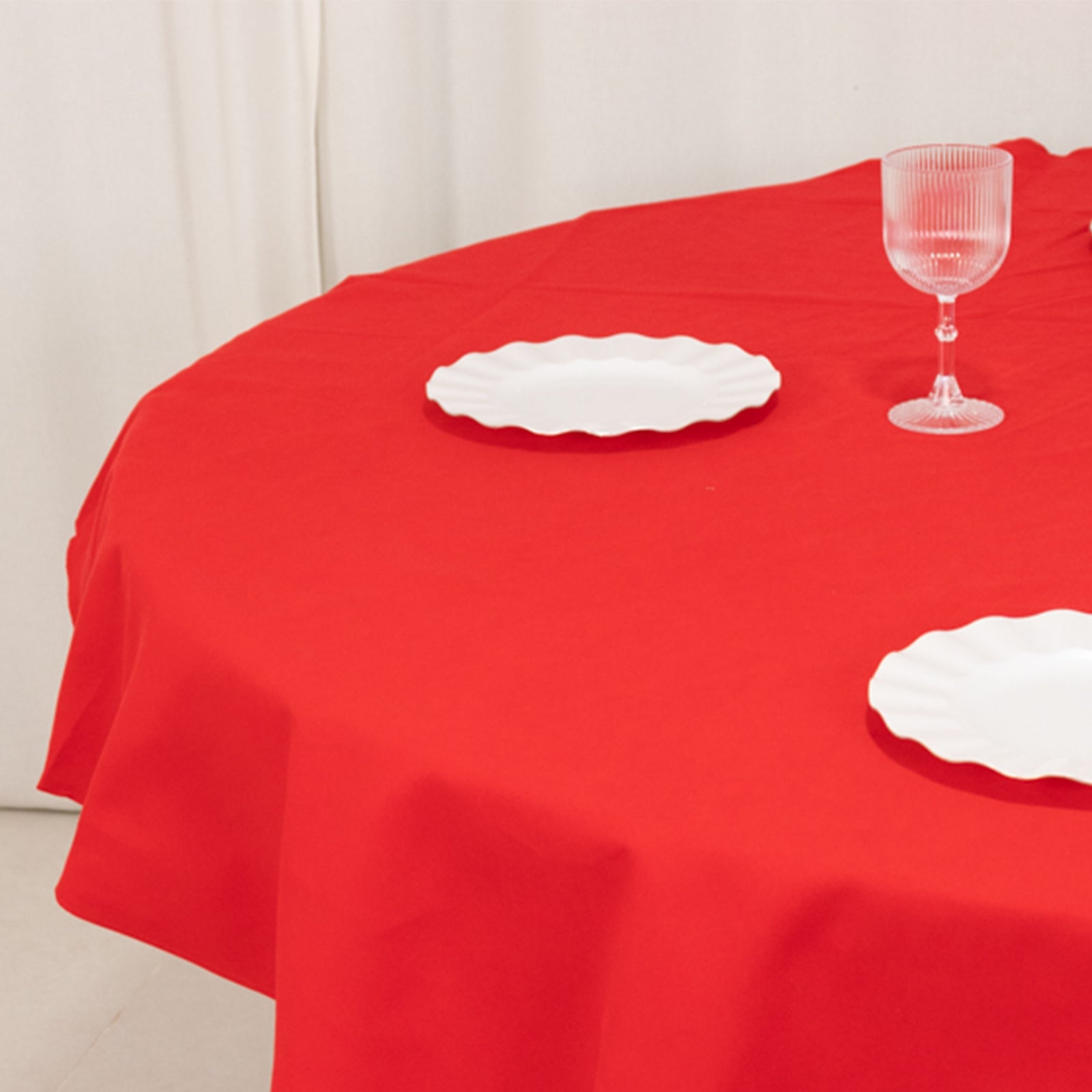 Cotton Blend 70 Round Tablecloth Red - Wrinkle-Resistant Table Cover