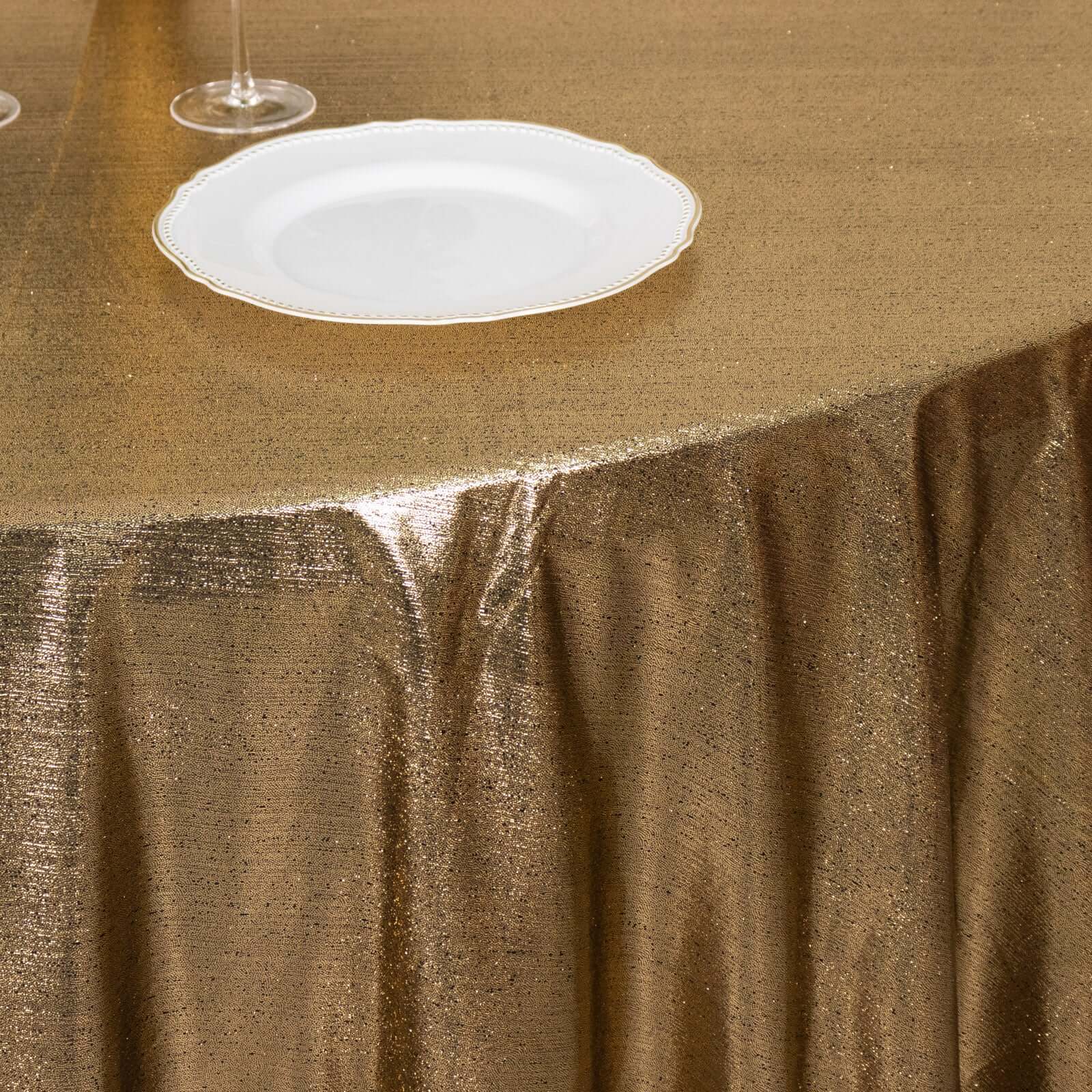 Sequin Dots Polyester Round 120 Tablecloth Antique Gold - Wrinkle Free & Sparkling Table Cover