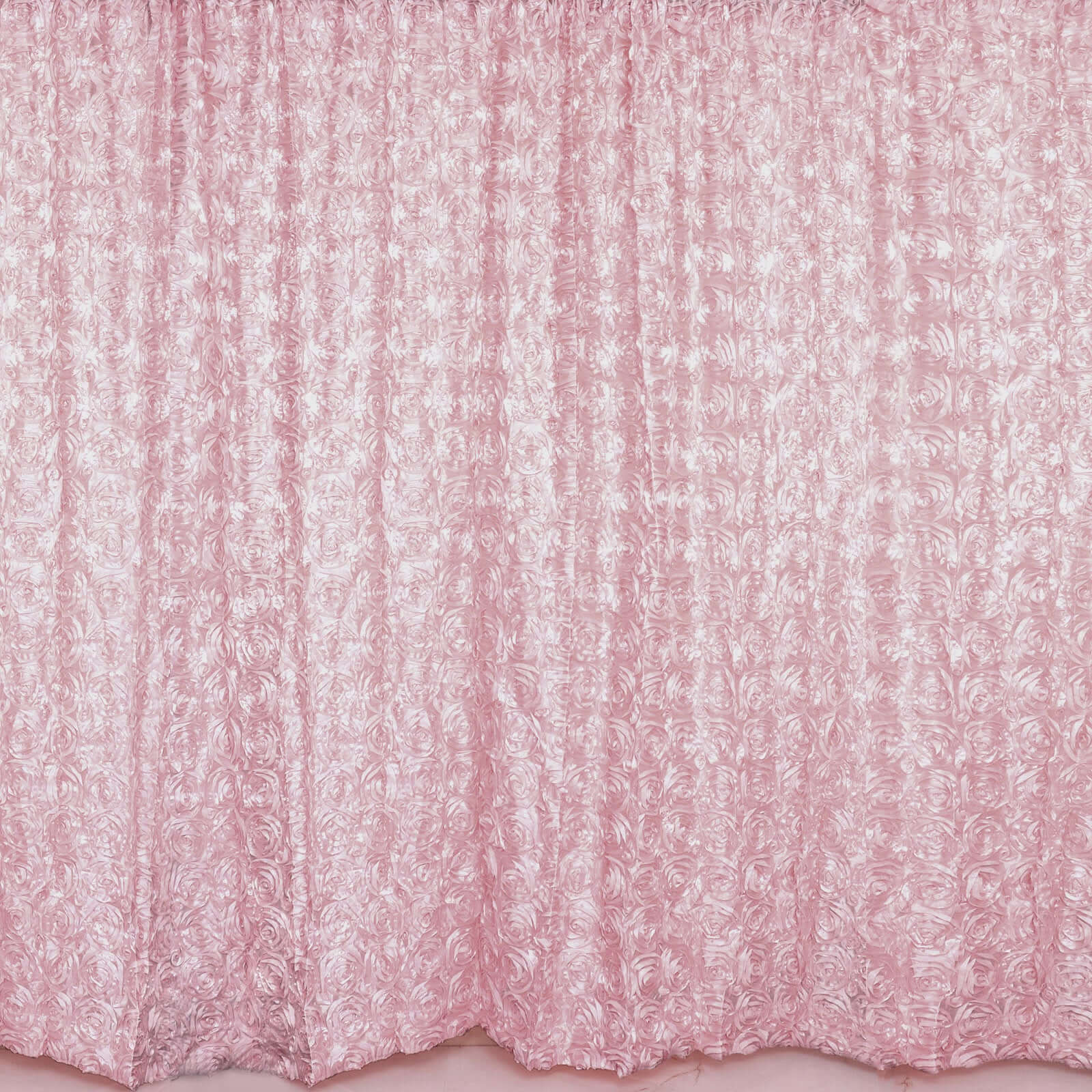 8ftx8ft Blush Satin Rosette Event Curtain Drapes, Backdrop Event Panel