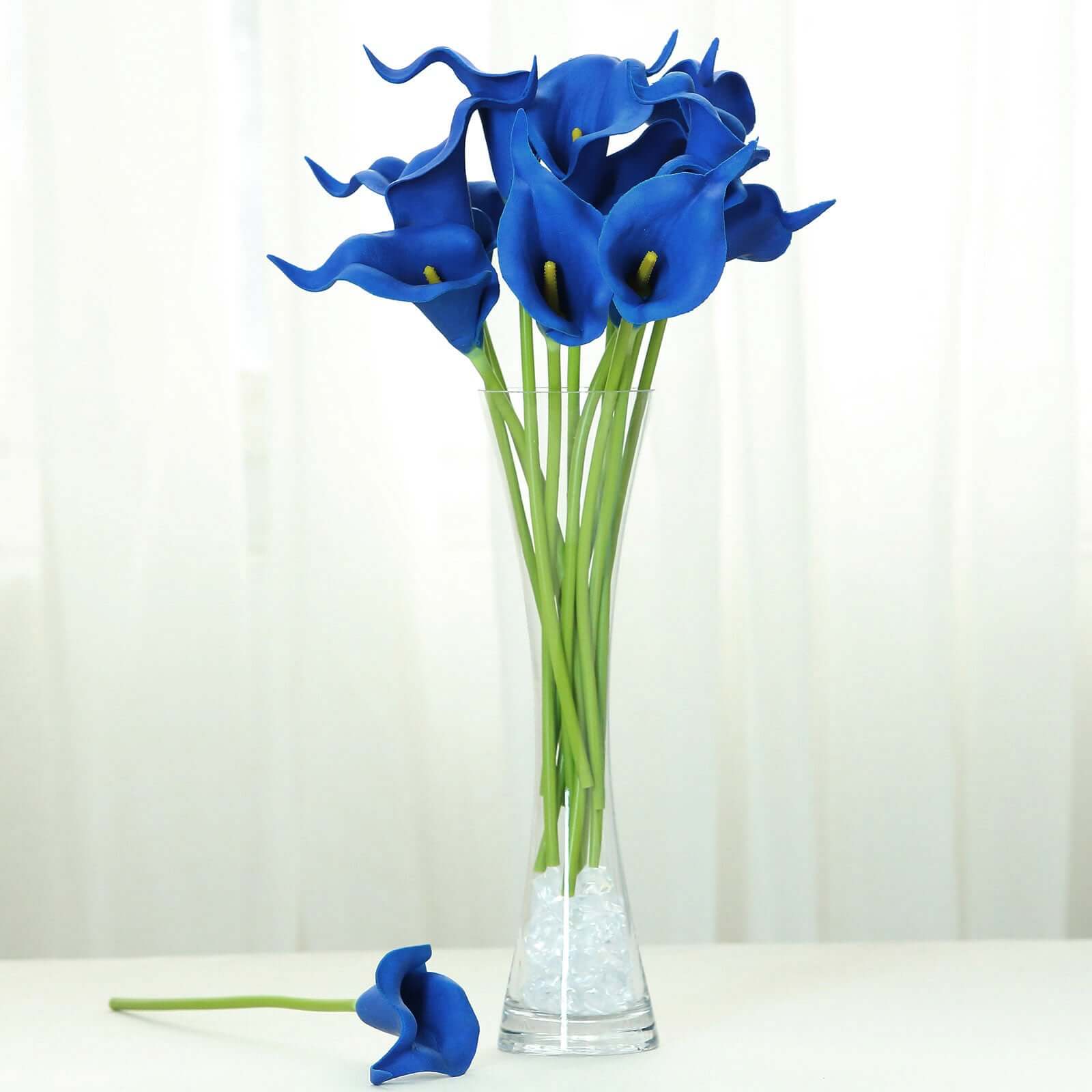 20 Stems 14 Royal Blue Artificial Poly Foam Calla Lily Flowers