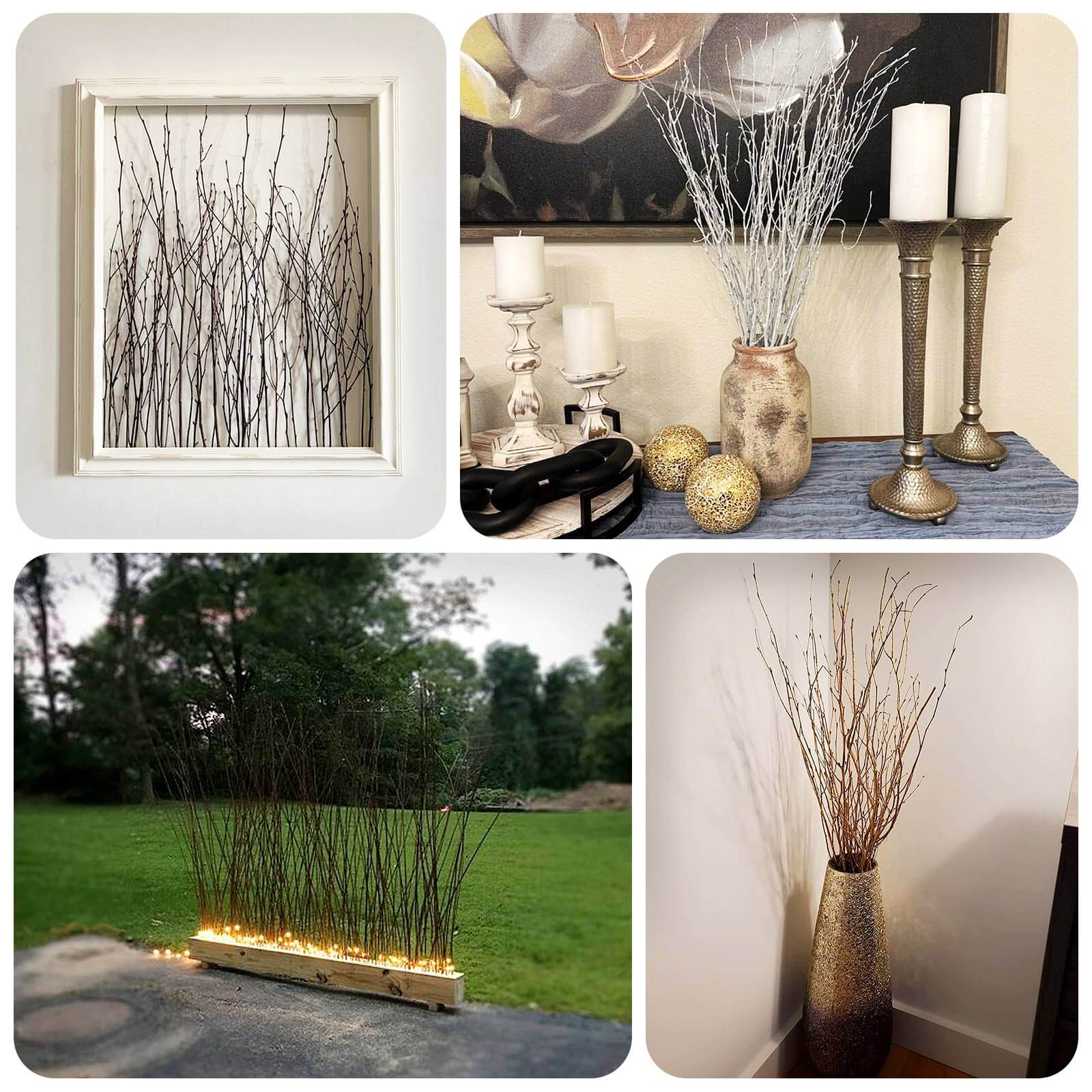 6-Pack Natural Birch Tree Branches 46 White - Versatile Extra Long Decorative Dried Willow Twigs Sticks for Vase Centerpiece Wedding Decor