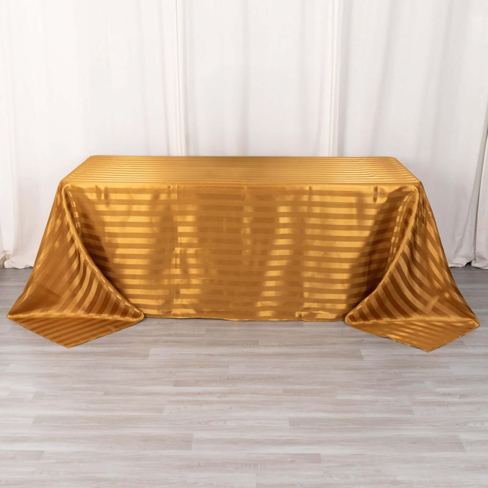 Satin Striped 90x132 Rectangular Tablecloth Gold Satin Stripe - Seamless Silky Smooth Table Cover