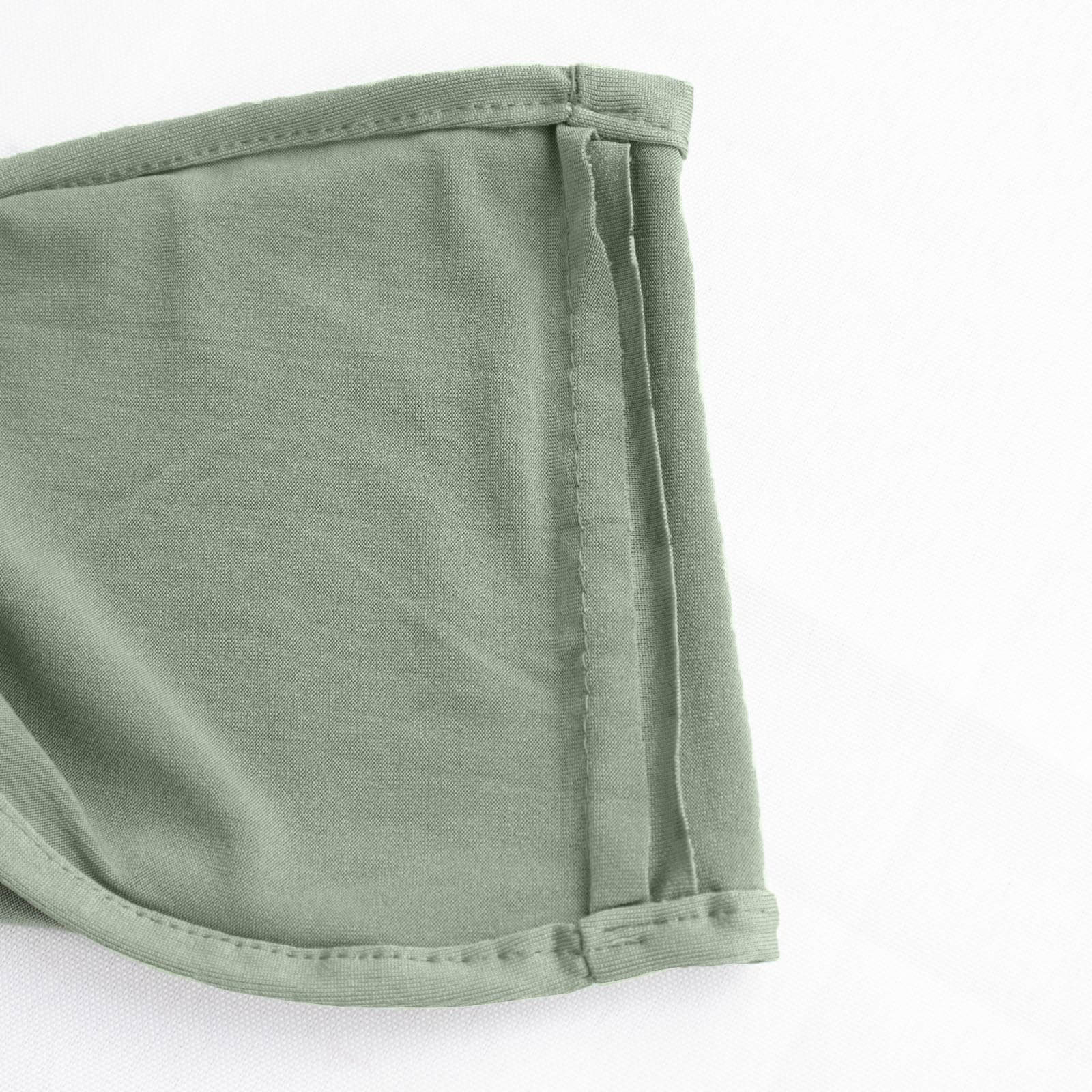 5 Pack Stretch Spandex Chair Sashes Sage Green - Reusable Chair Bands with Silver Diamond Ring Slide Buckle 5x14