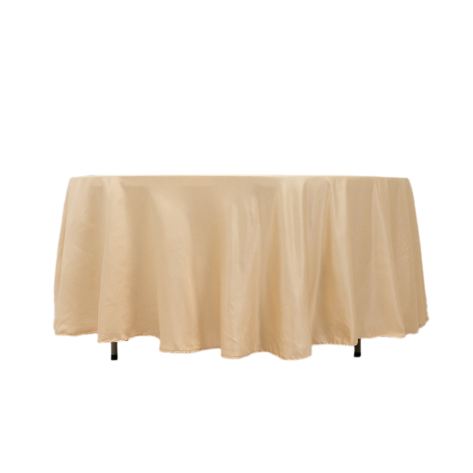 Lamour Satin 108 Round Tablecloth Beige - Durable & Silk-Like Table Cover