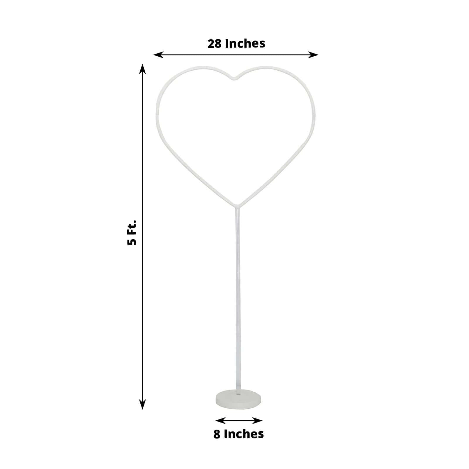 2 Pack White Heart Shaped Plastic Balloon Holder Column, 5ft Balloon Arch Stand Kit with Round Water Fillable Base