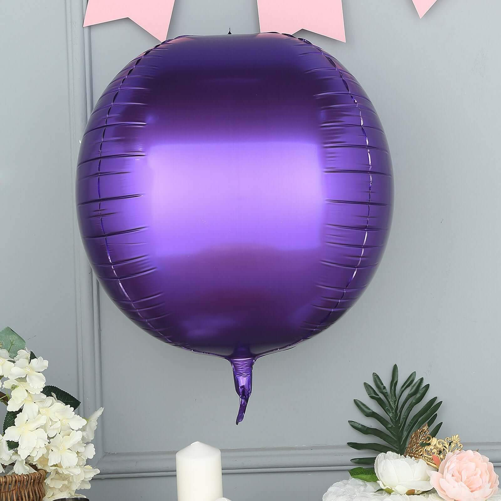 2 Pack 18 4D Shiny Purple Sphere Mylar Foil Helium or Air Balloons