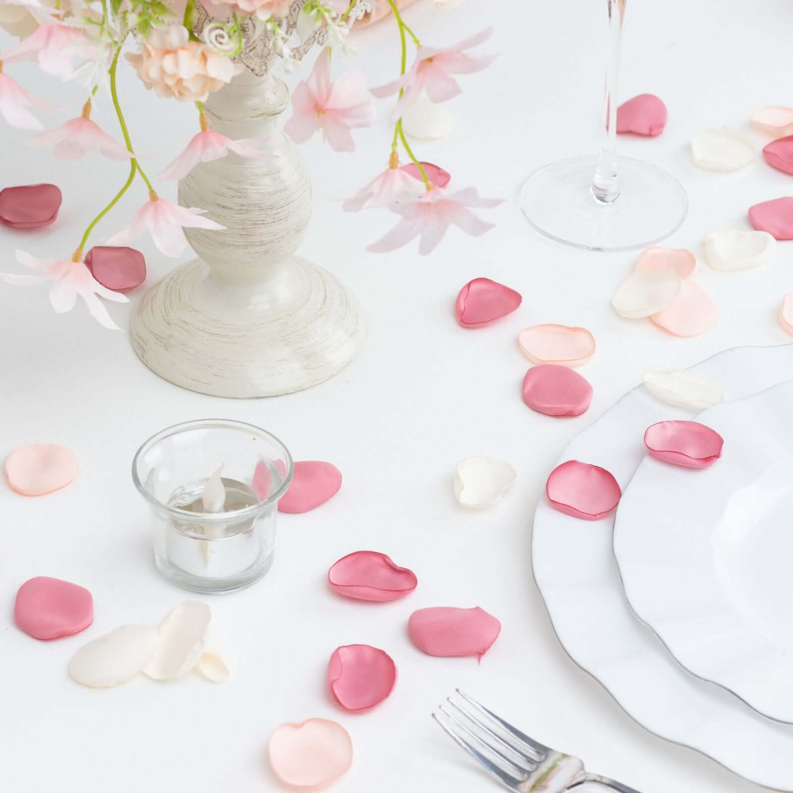 400-Pack Rose Petals Life-Like Flower Confetti Blush Mix Matte Silk Round - Decorative Event Table Scatters 2