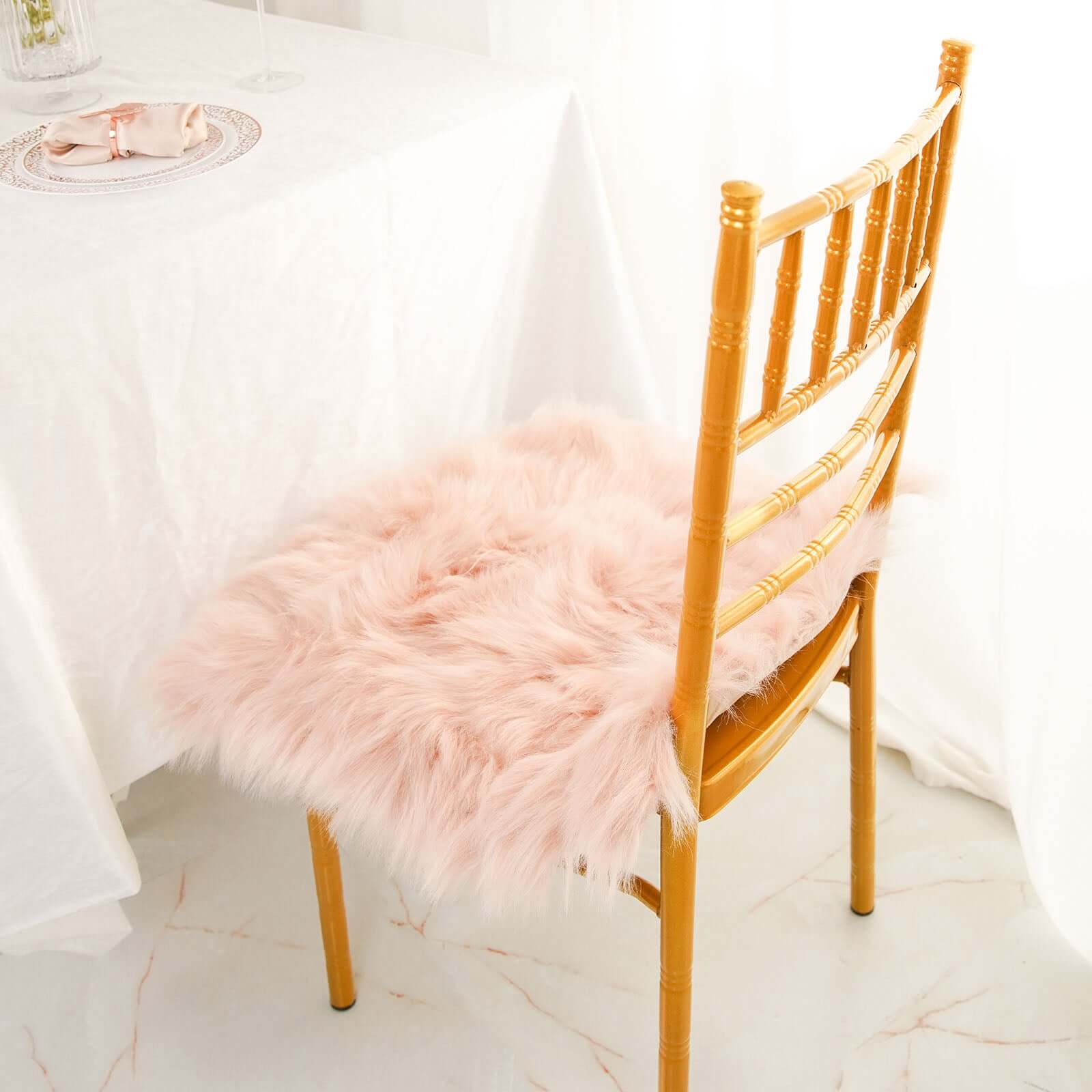Faux Sheepskin 20 Cushion Cover with Soft Plush Finish Dusty Rose - Stylish Small Shag Area Rug for Events