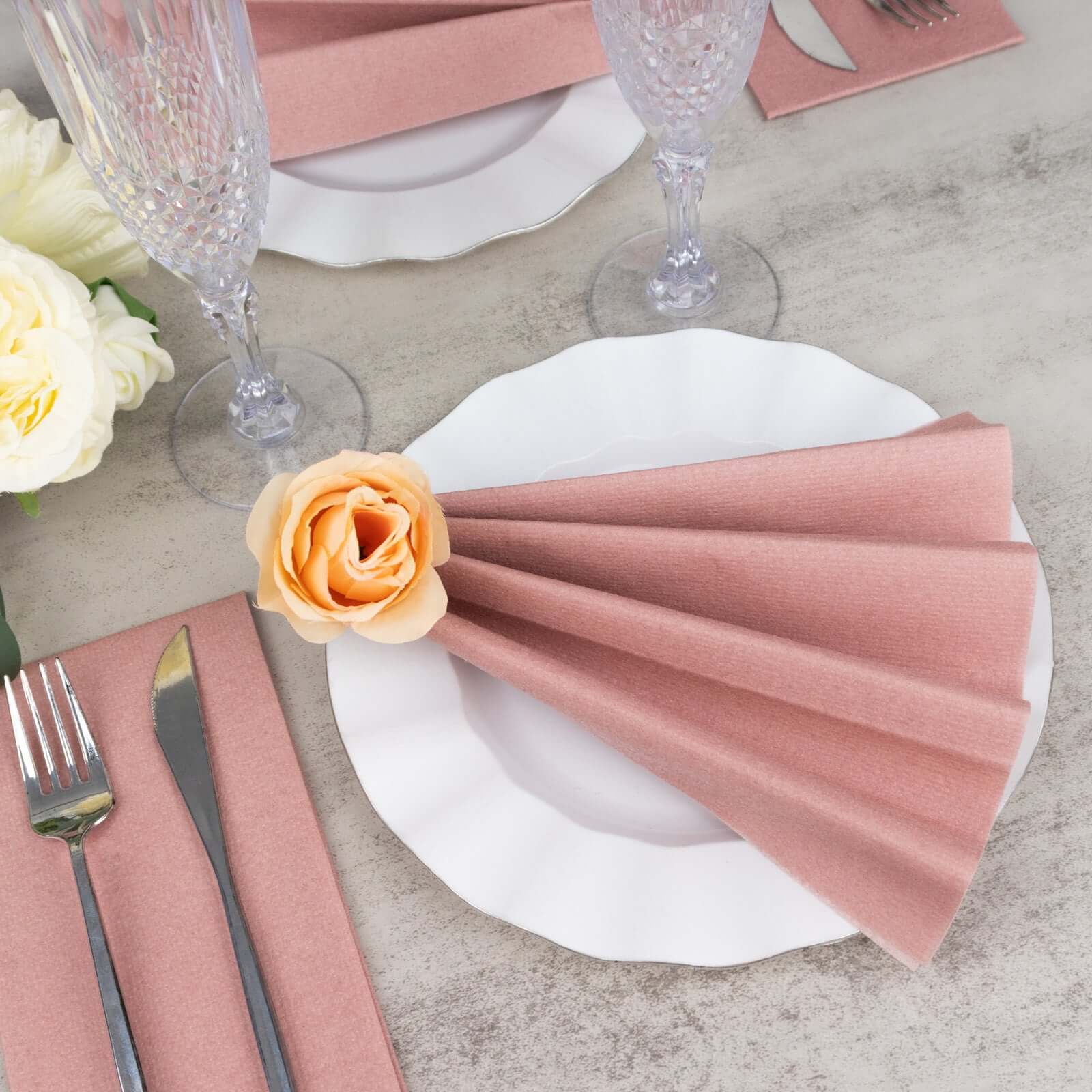 20-Pack Paper Linen-Like Napkins Dusty Rose - Disposable Hygienic Airlaid Guest Towels 8.5x4