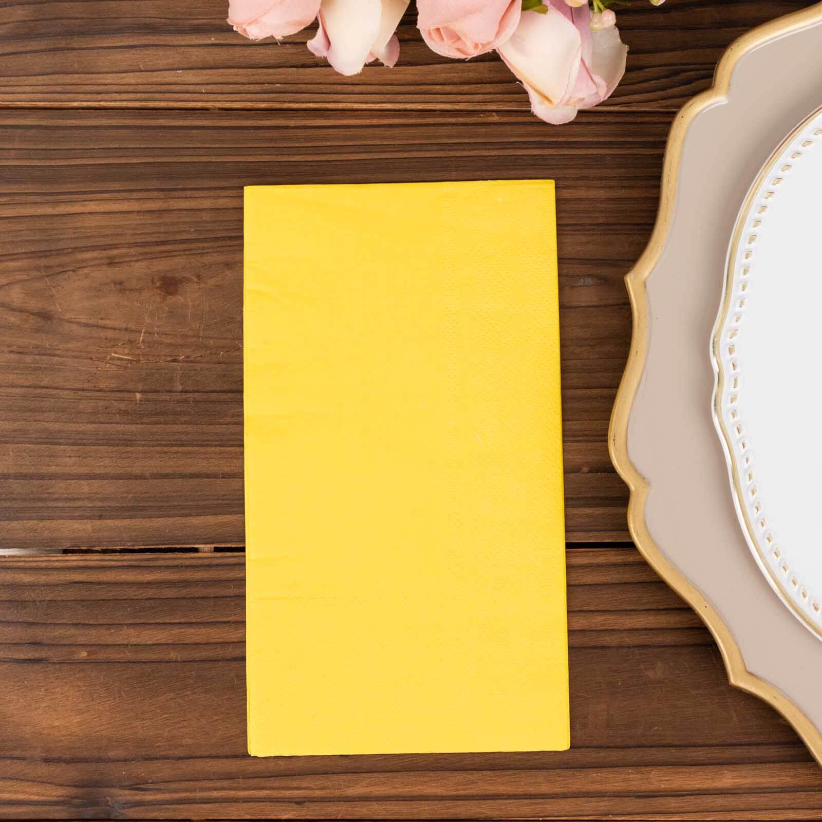 50-Pack Paper Napkins Soft Yellow - Disposable 2-Ply Cocktail and Beverage Napkins for Weddings