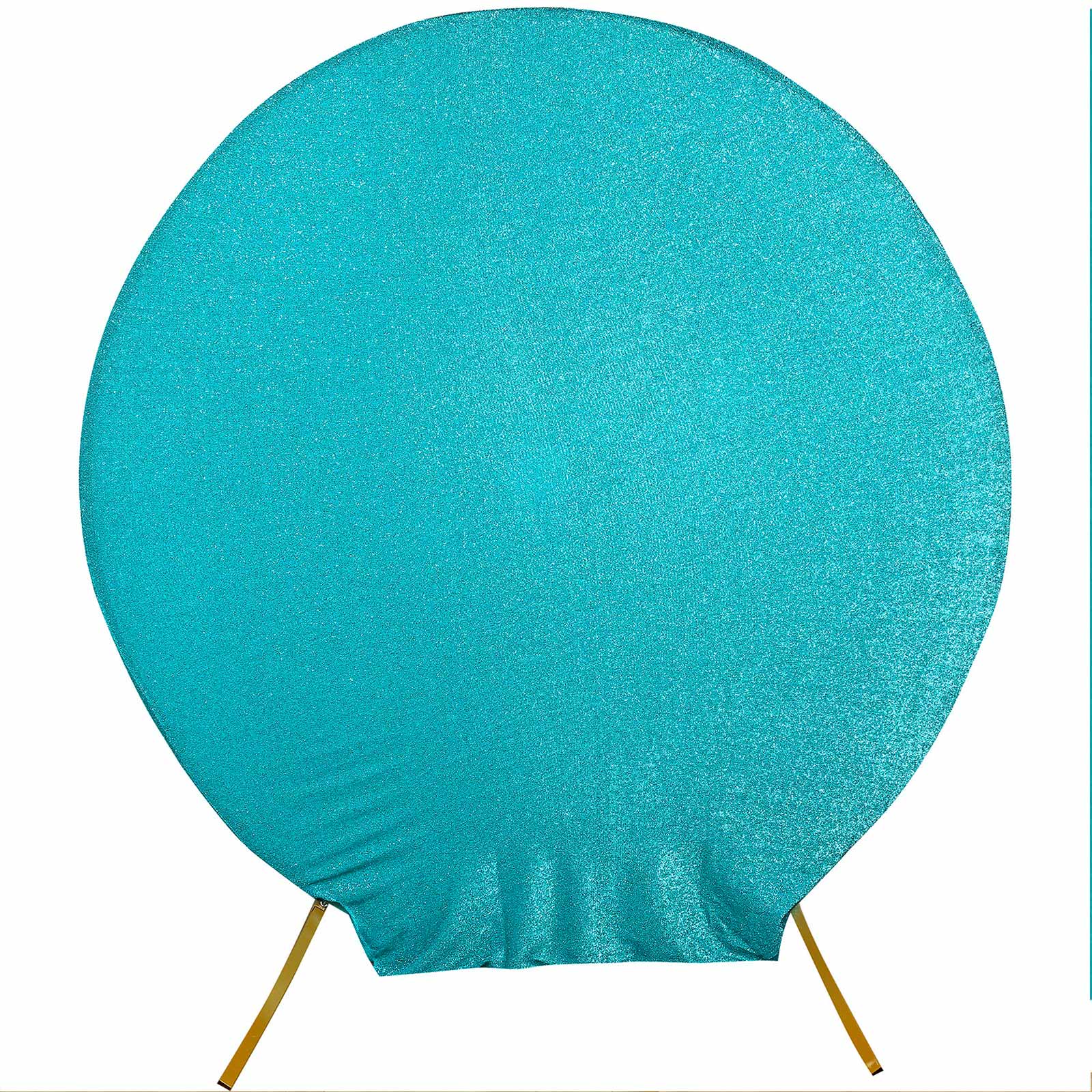 7.5ft Turquoise Metallic Shimmer Tinsel Spandex Round Wedding Arch Cover, 2-Sided Photo Backdrop