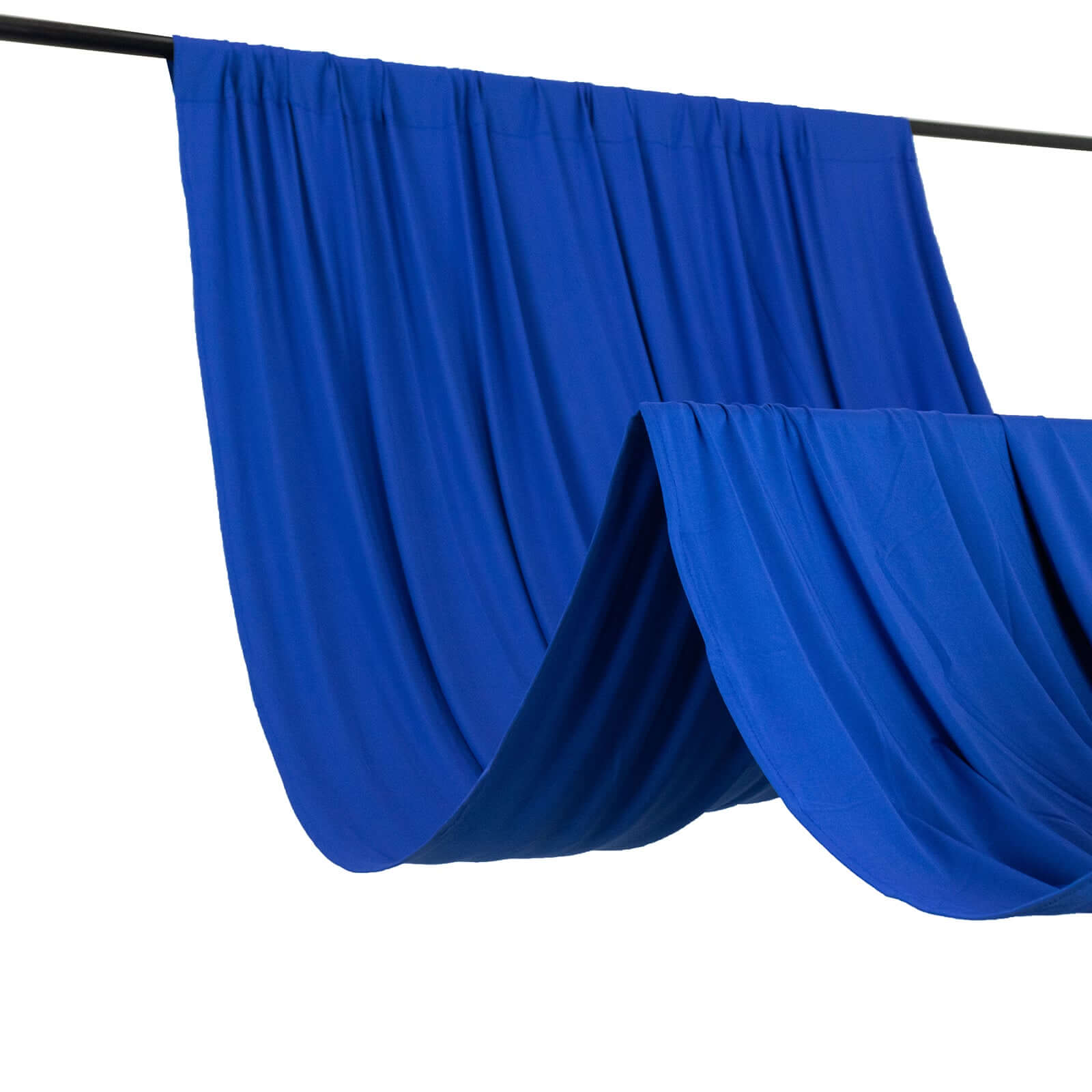 Royal Blue 4-Way Stretch Spandex Event Curtain Drapes, Wrinkle Free Backdrop Event Panel with Rod Pockets - 5ftx14ft