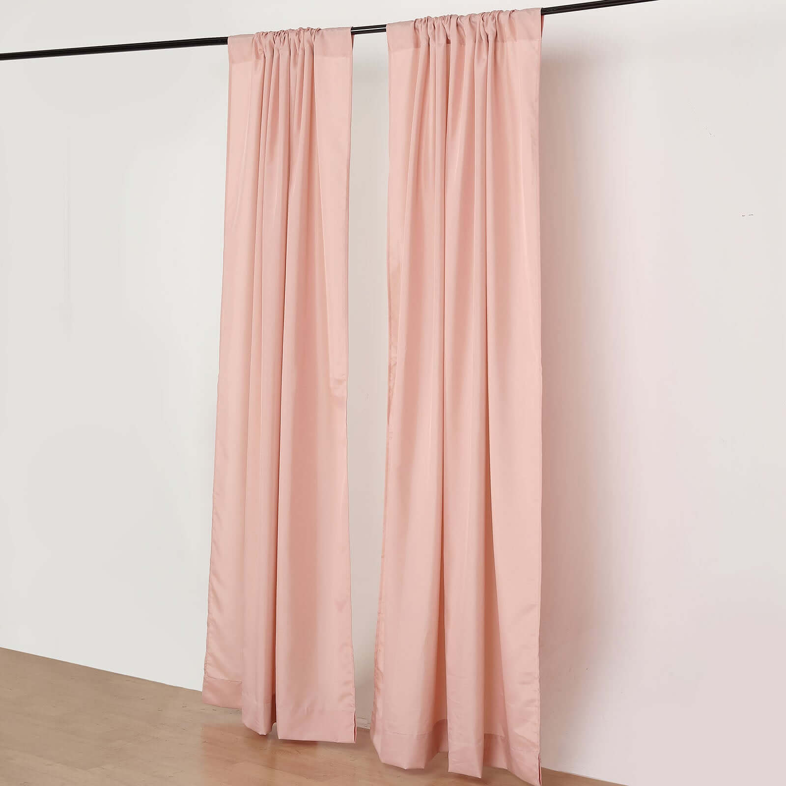 2 Pack Dusty Rose Polyester Event Curtain Drapes, 10ftx8ft Backdrop Event Panels With Rod Pockets 130 GSM