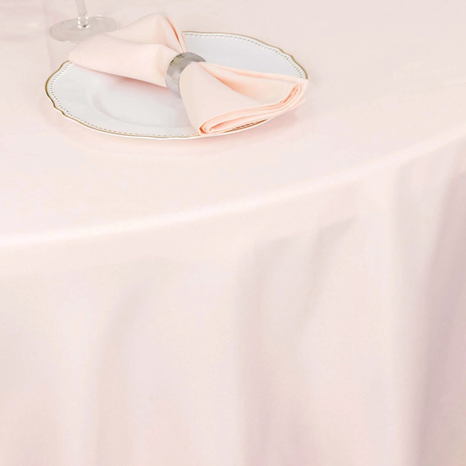 Premium Polyester 108 Round Tablecloth Blush - Wrinkle-Resistant 220GSM Table Cover