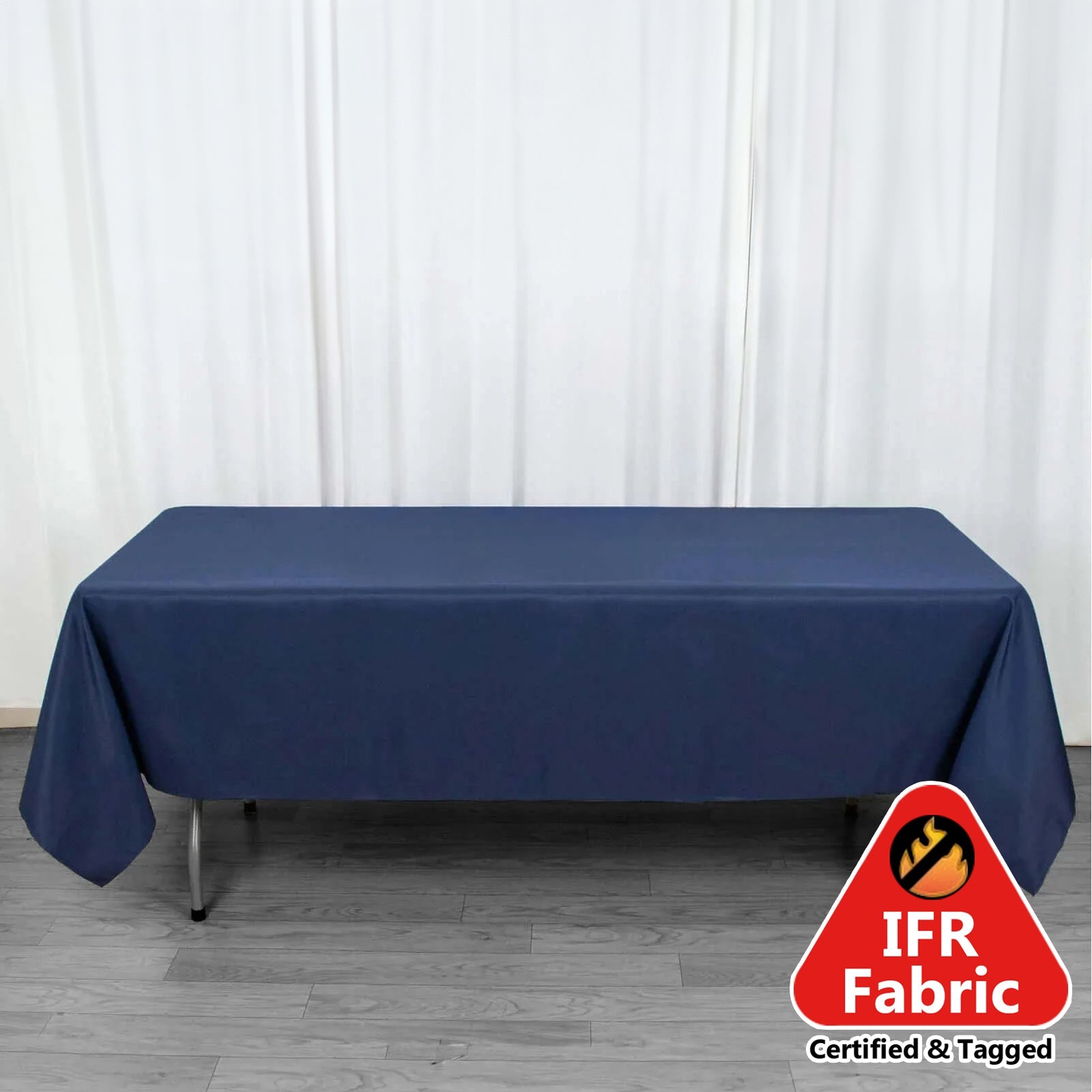 Fire Retardant Premium Polyester 60x102 Rectangular Tablecloth Navy Blue - High-Performance Table Cover
