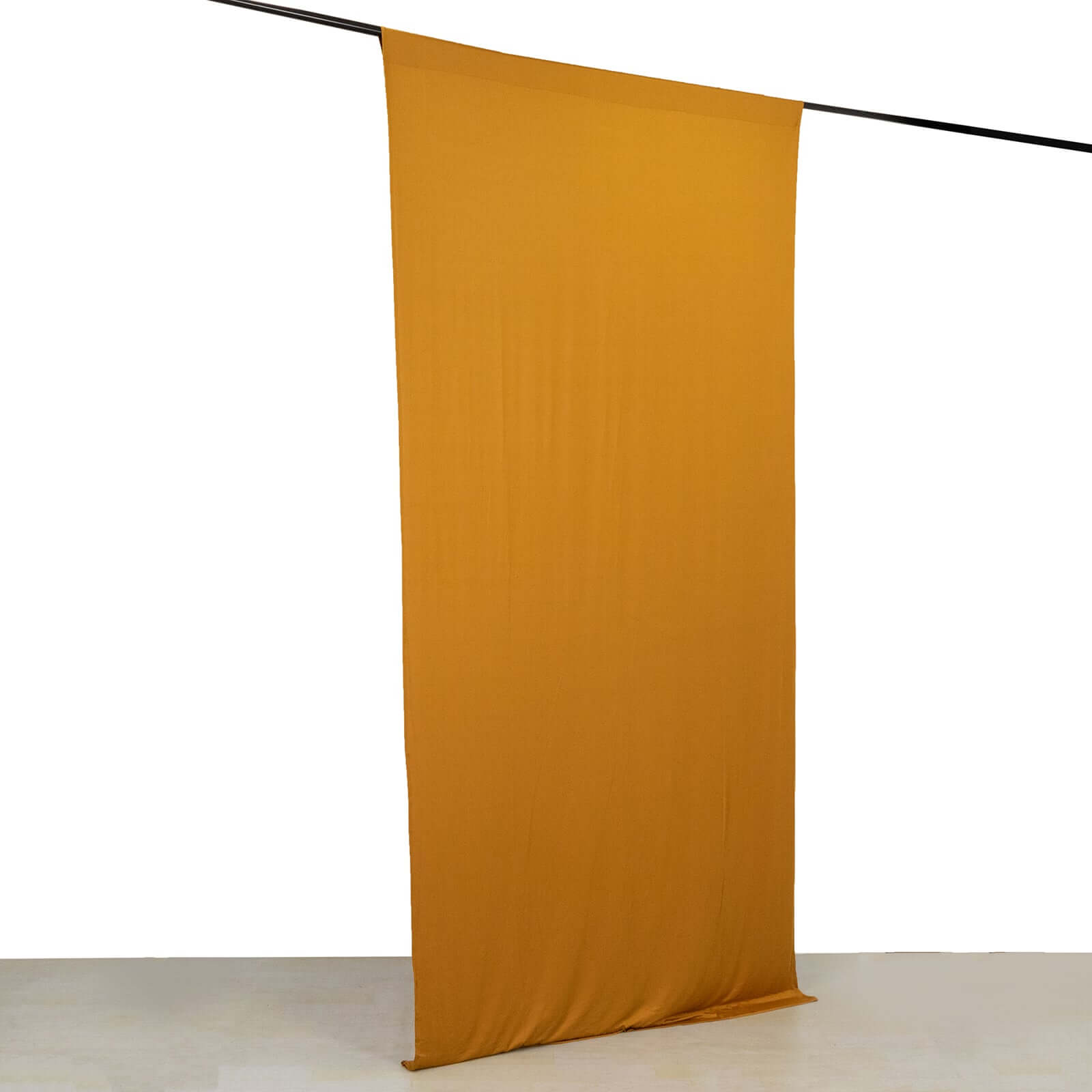 Gold 4-Way Stretch Spandex Event Curtain Drapes, Wrinkle Free Backdrop Event Panel with Rod Pockets - 5ftx10ft