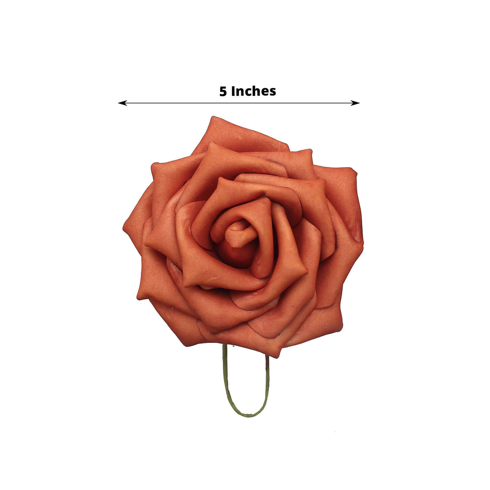 24 Roses 5 Terracotta (Rust) Artificial Foam Flowers With Stem Wire and Leaves