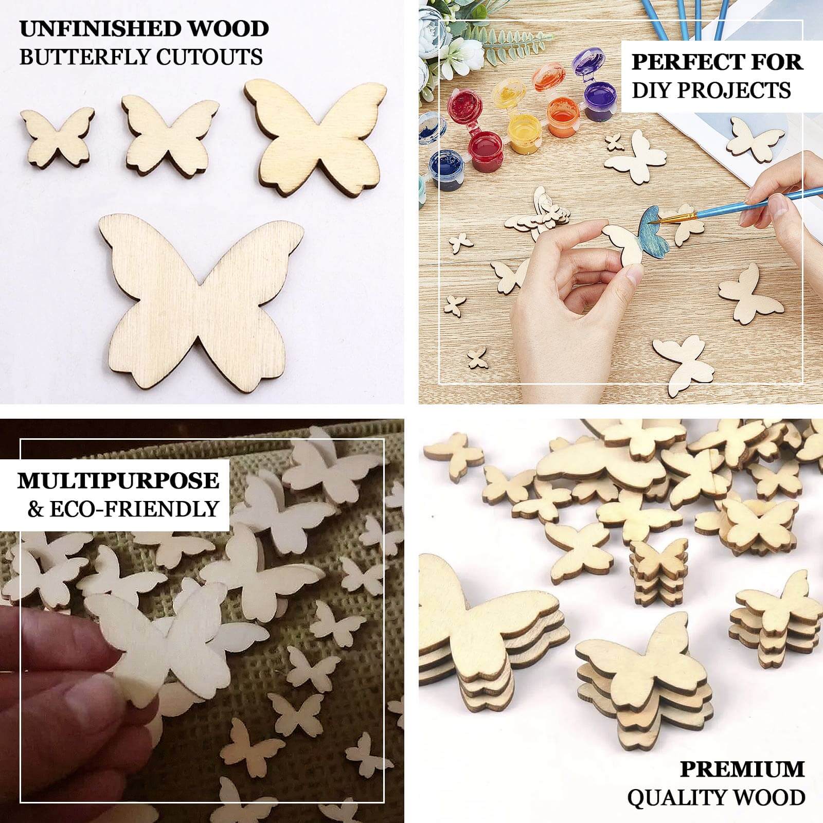 100-Pack Wood Butterfly Confetti DIY Craft Wood Slices, Smooth and Versatile for Arts & Crafts