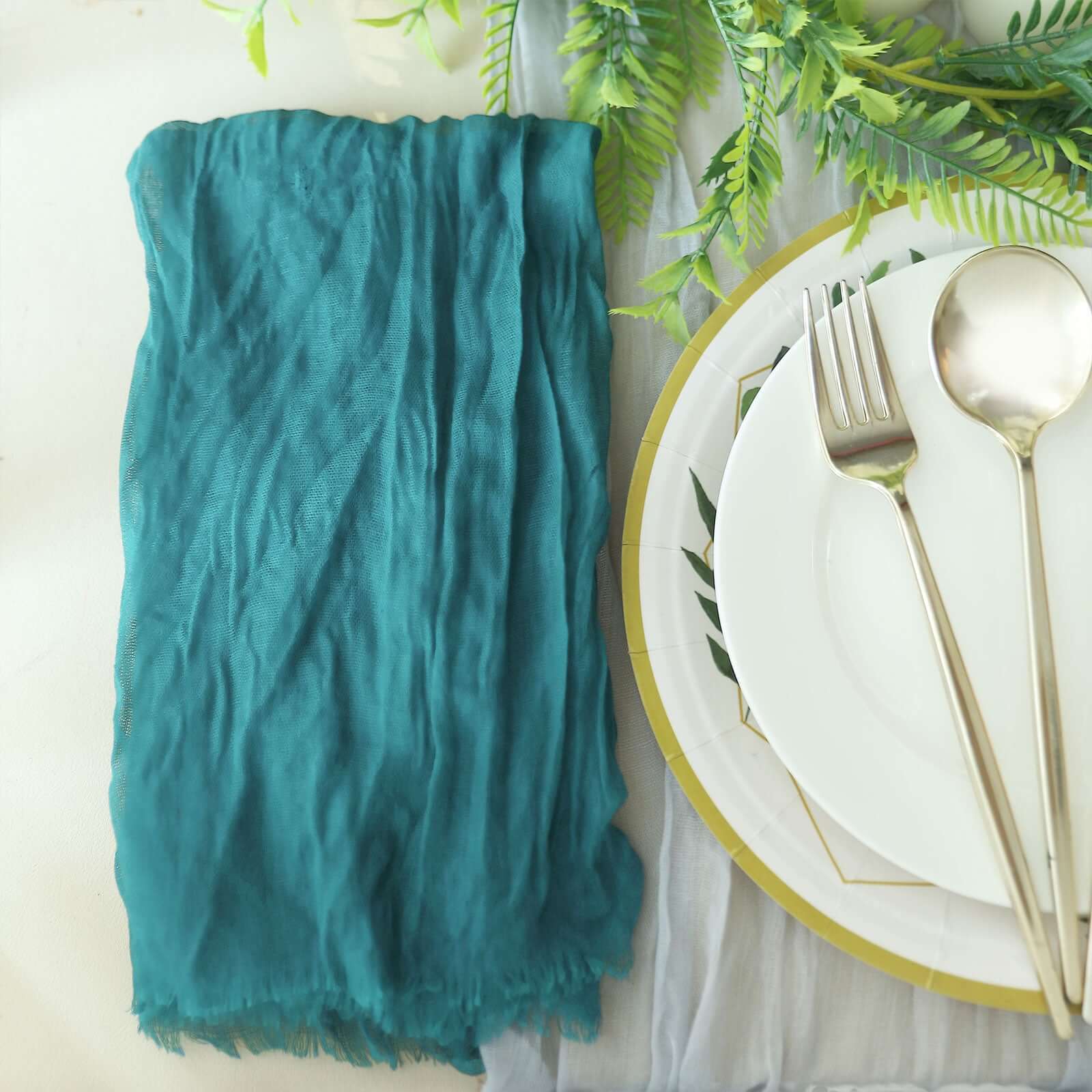 5 Pack Gauze Cheesecloth 24x19 Napkins Peacock Teal Reusable Dinner Napkins