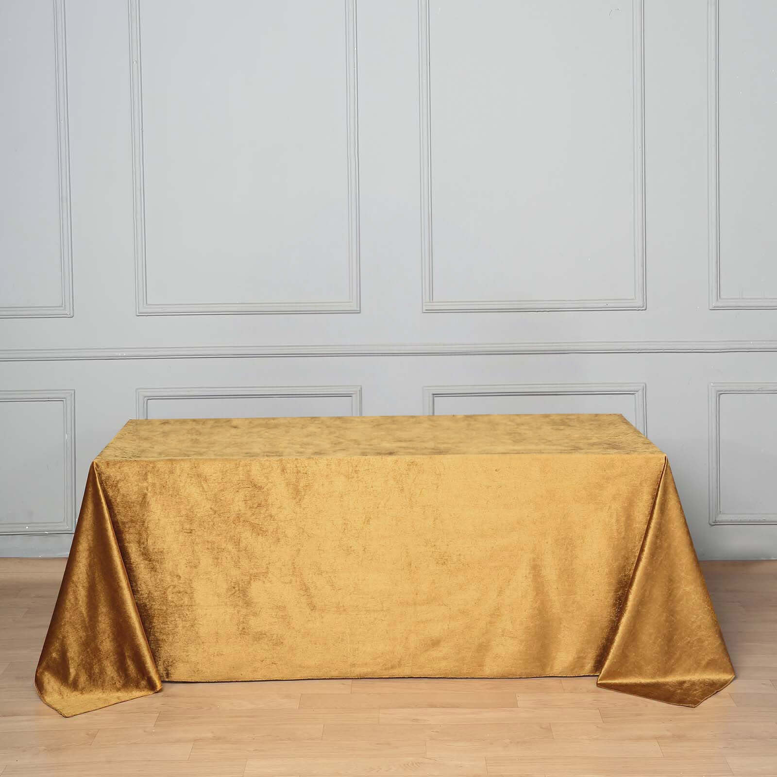 Premium Velvet 90x132 Rectangle Tablecloth Gold - Reusable Soft & Polished Seamless Table Cover for Luxury Weddings & Events