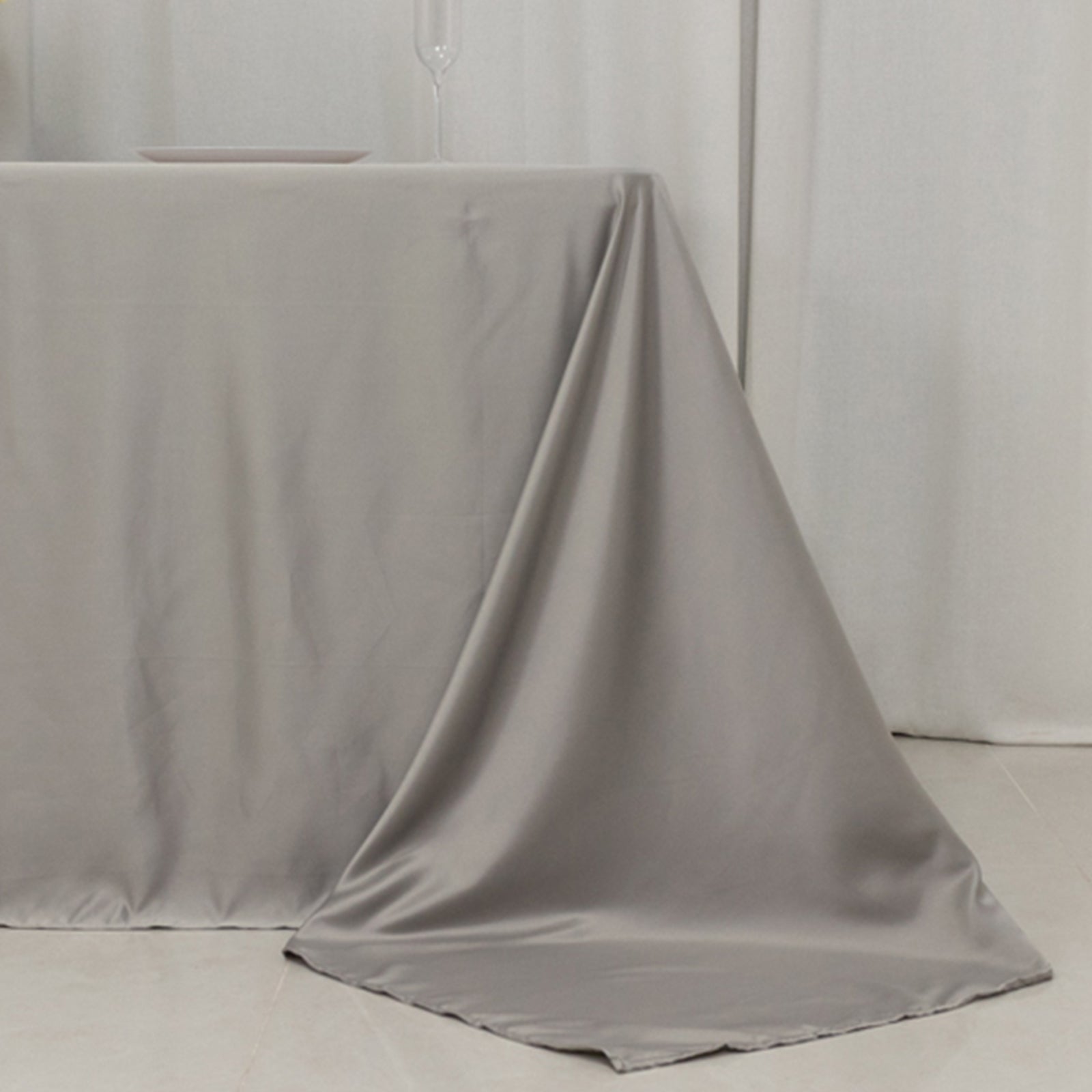 Lamour Satin 90x132 Rectangle Tablecloth Silver - Soft & Silk-Like Seamless Table Cover