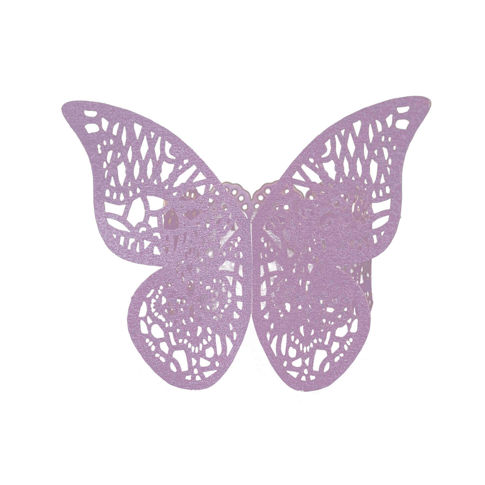 12-Pack Paper Napkin Rings Laser Cut Butterfly Lavender Shimmery - Decorative Serviette Holders