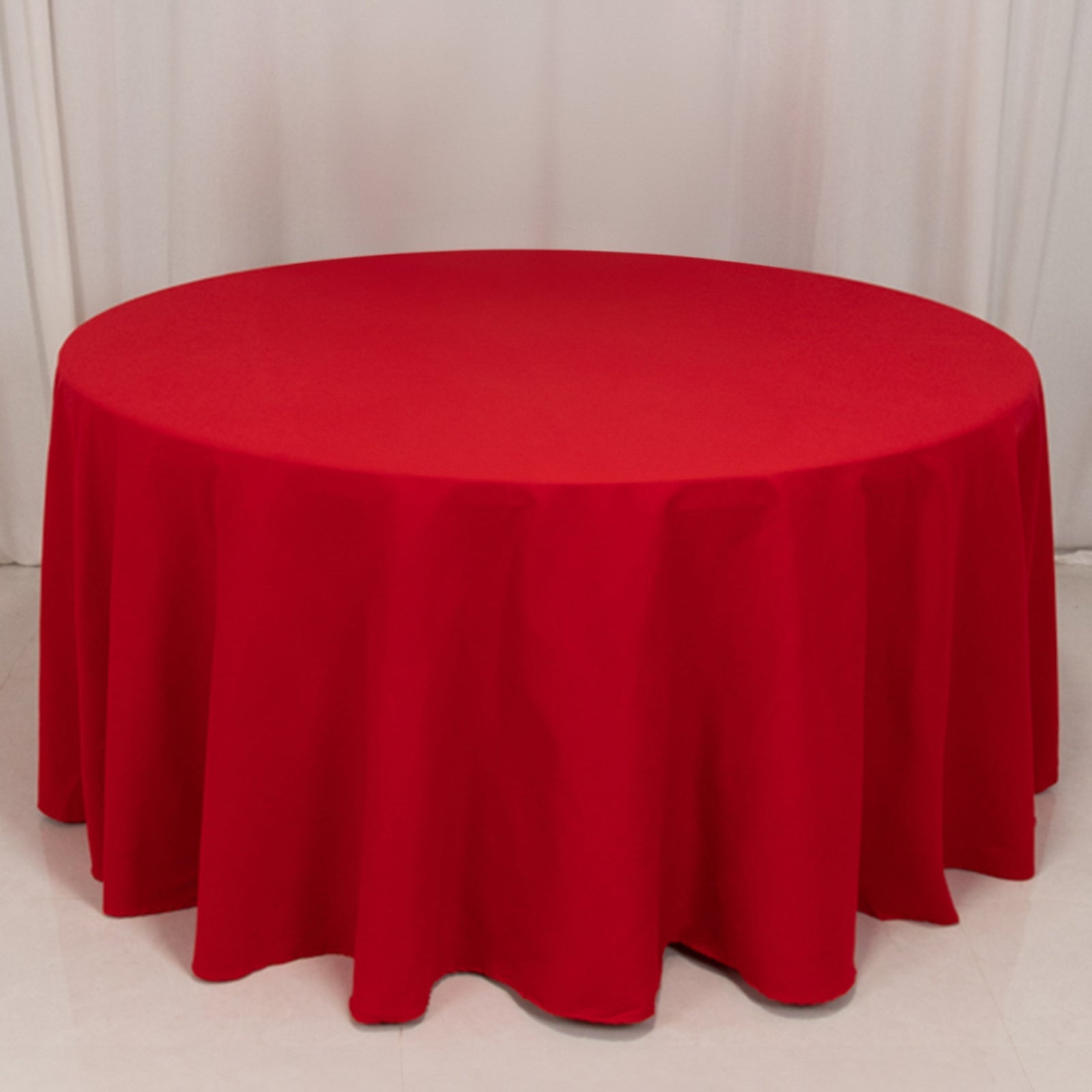 Cotton Blend 120 Round Tablecloth Red - Seamless Wrinkle-Resistant Table Cover