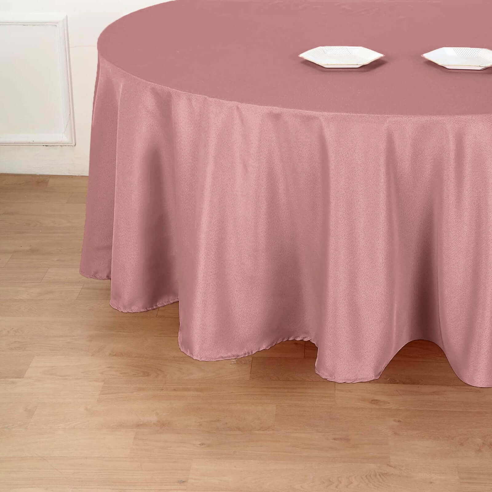 Polyester 120 Round Tablecloth Dusty Rose - Seamless Wrinkle-Resistant Table Cover