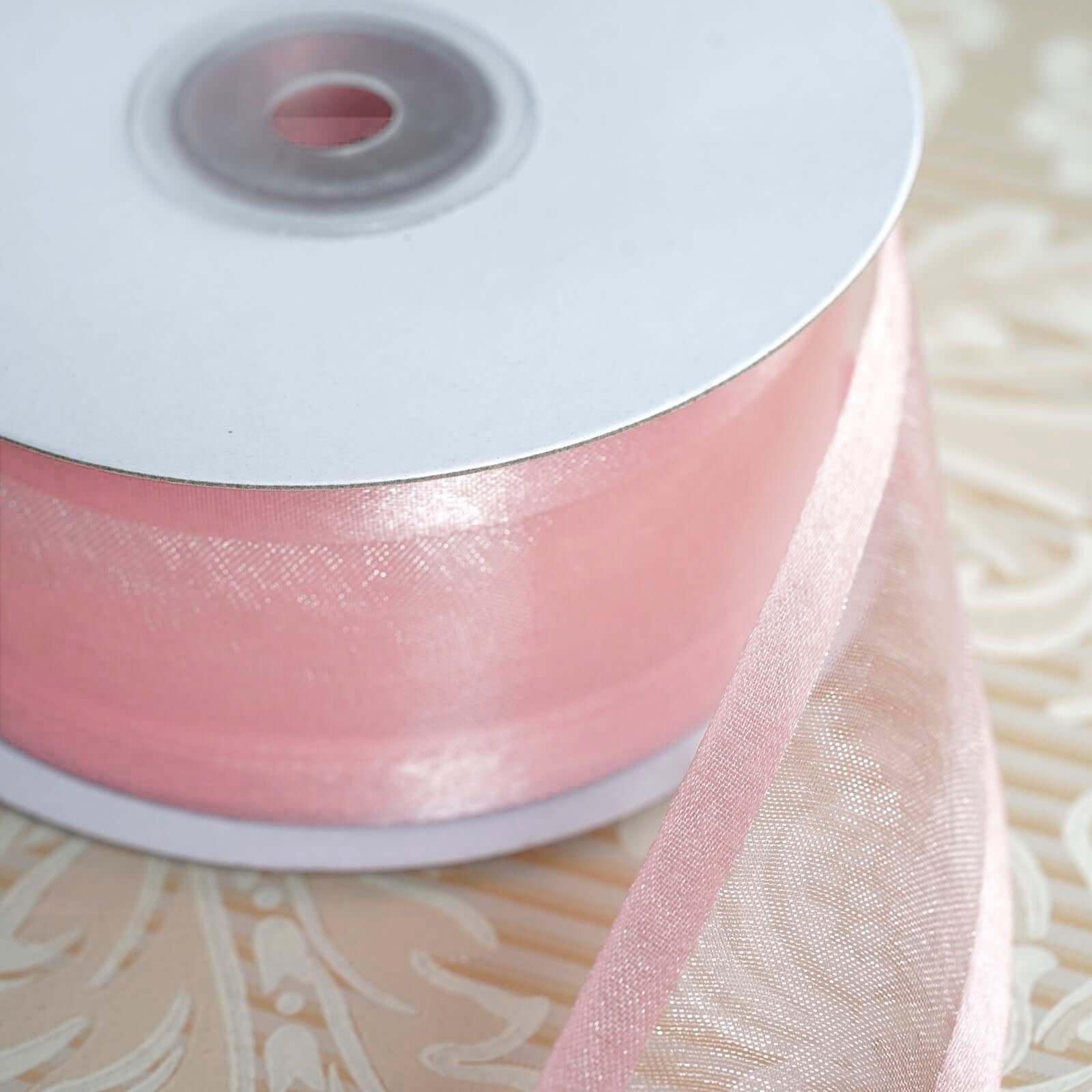 25 Yards 1.5 Blush Sheer Organza Ribbon With Satin Edges