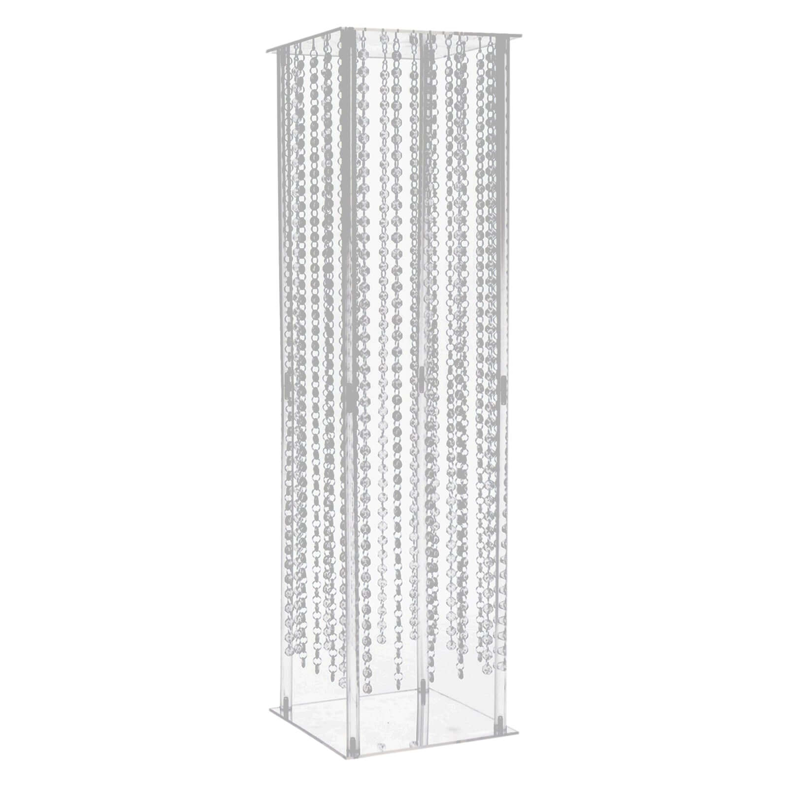 Acrylic Flower Pedestal Vase Pillar Stand with Crystal Beads Clear - Stylish Wedding Floor Centerpiece 40