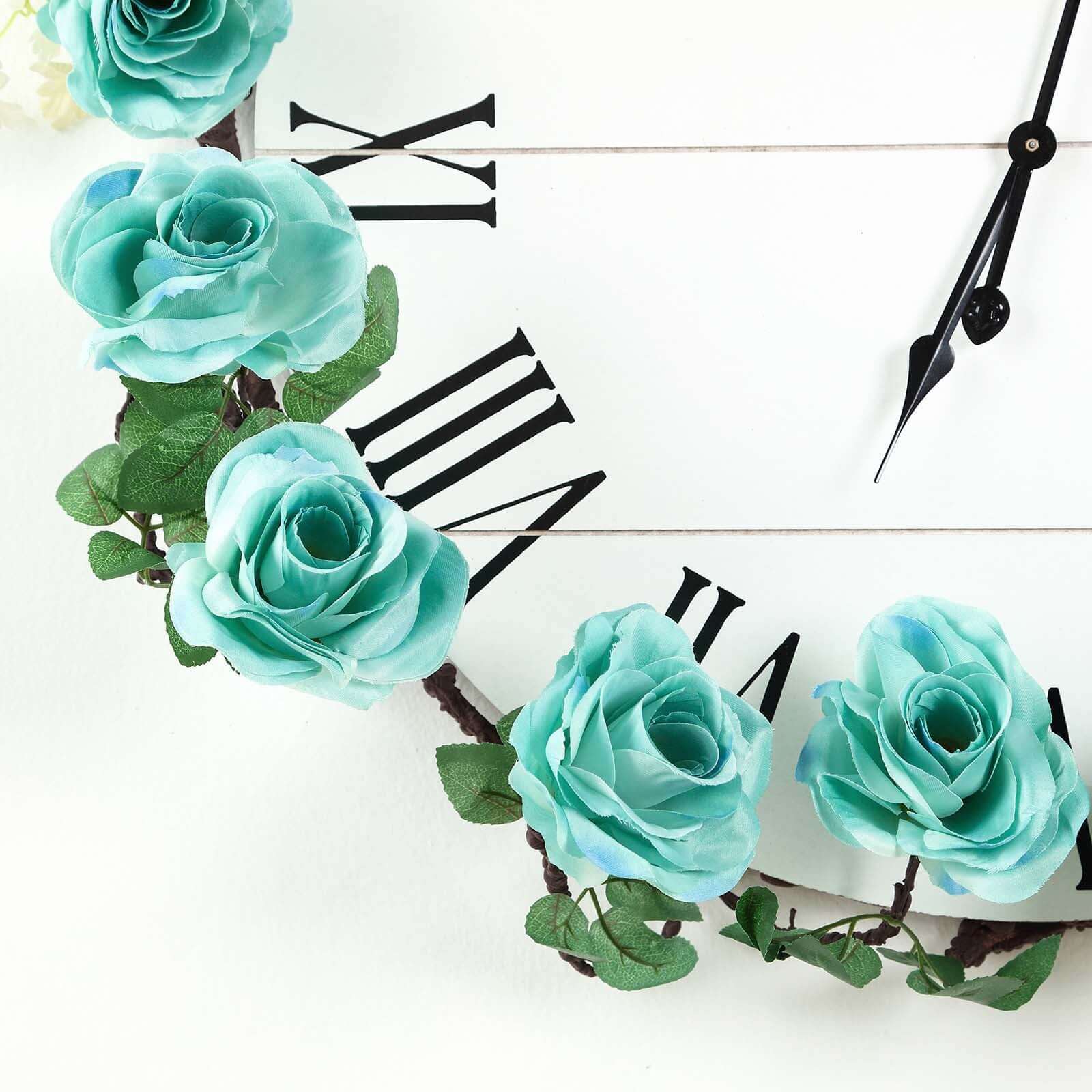 6ft Aqua Turquoise Artificial Silk Rose Hanging Flower Garland Vine