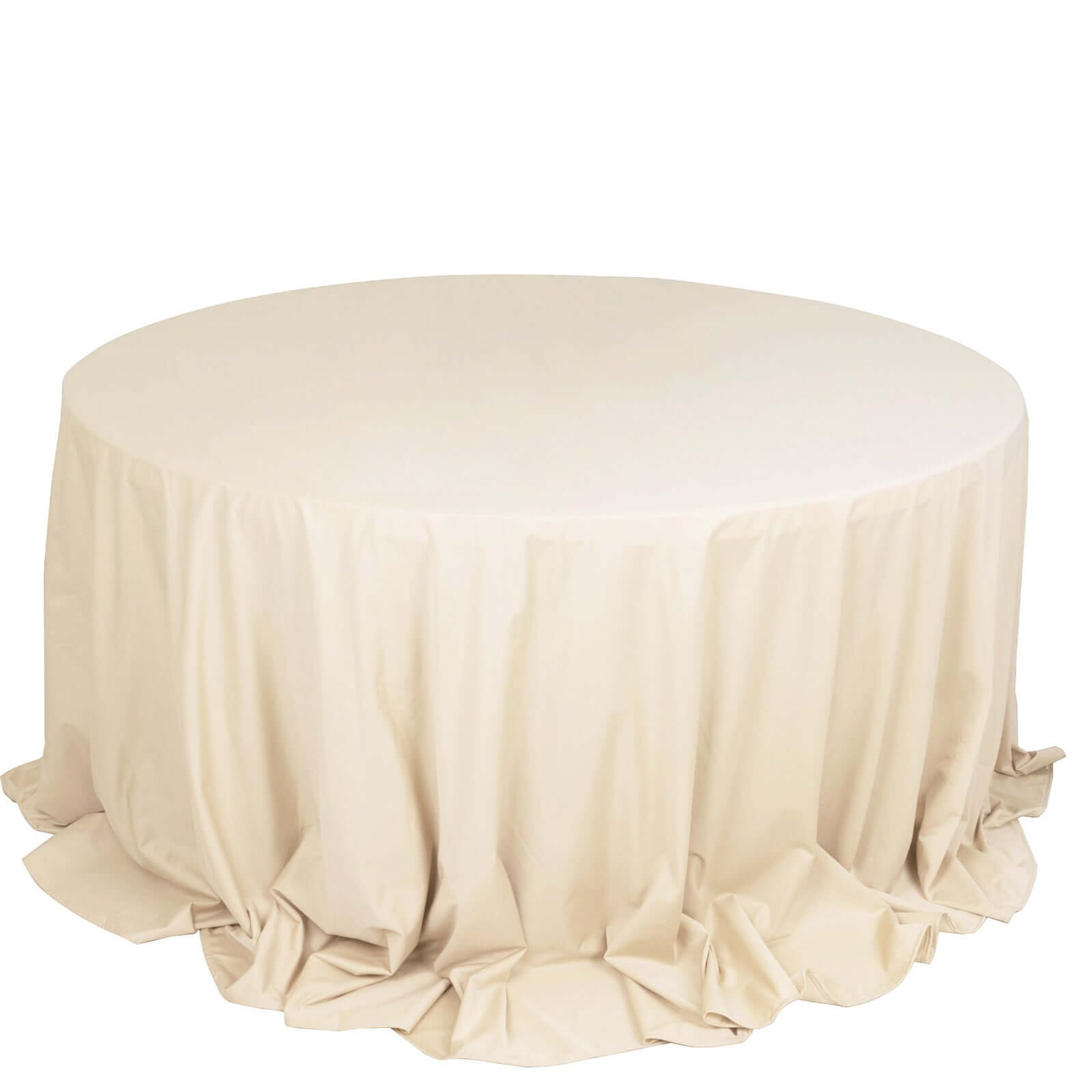 Premium Scuba Round 132 Tablecloth Beige - Wrinkle Free & Stain Resistant Seamless Table Cover