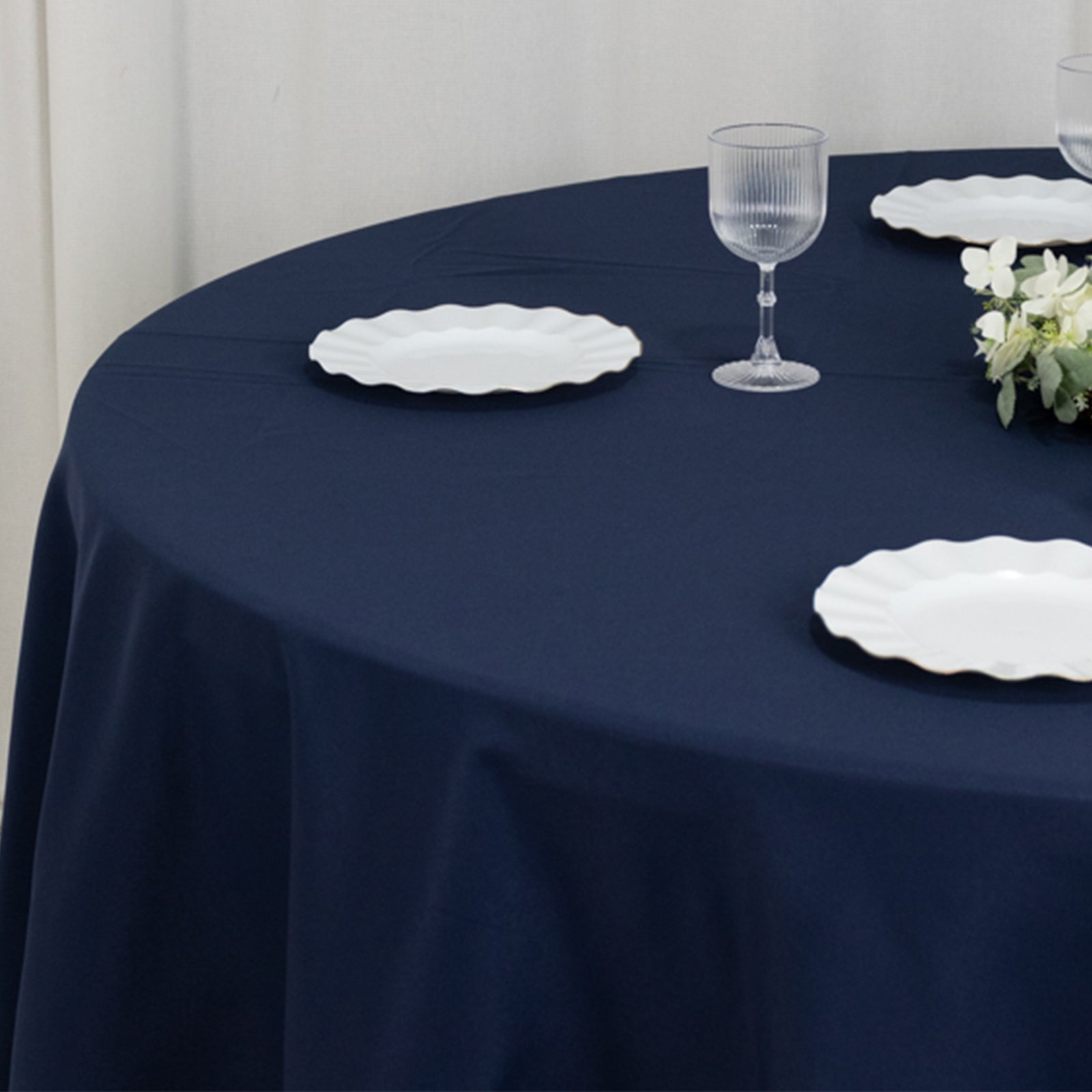 Fire Retardant Premium Polyester 120 Round Tablecloth Navy Blue - High-Performance Seamless Table Cover