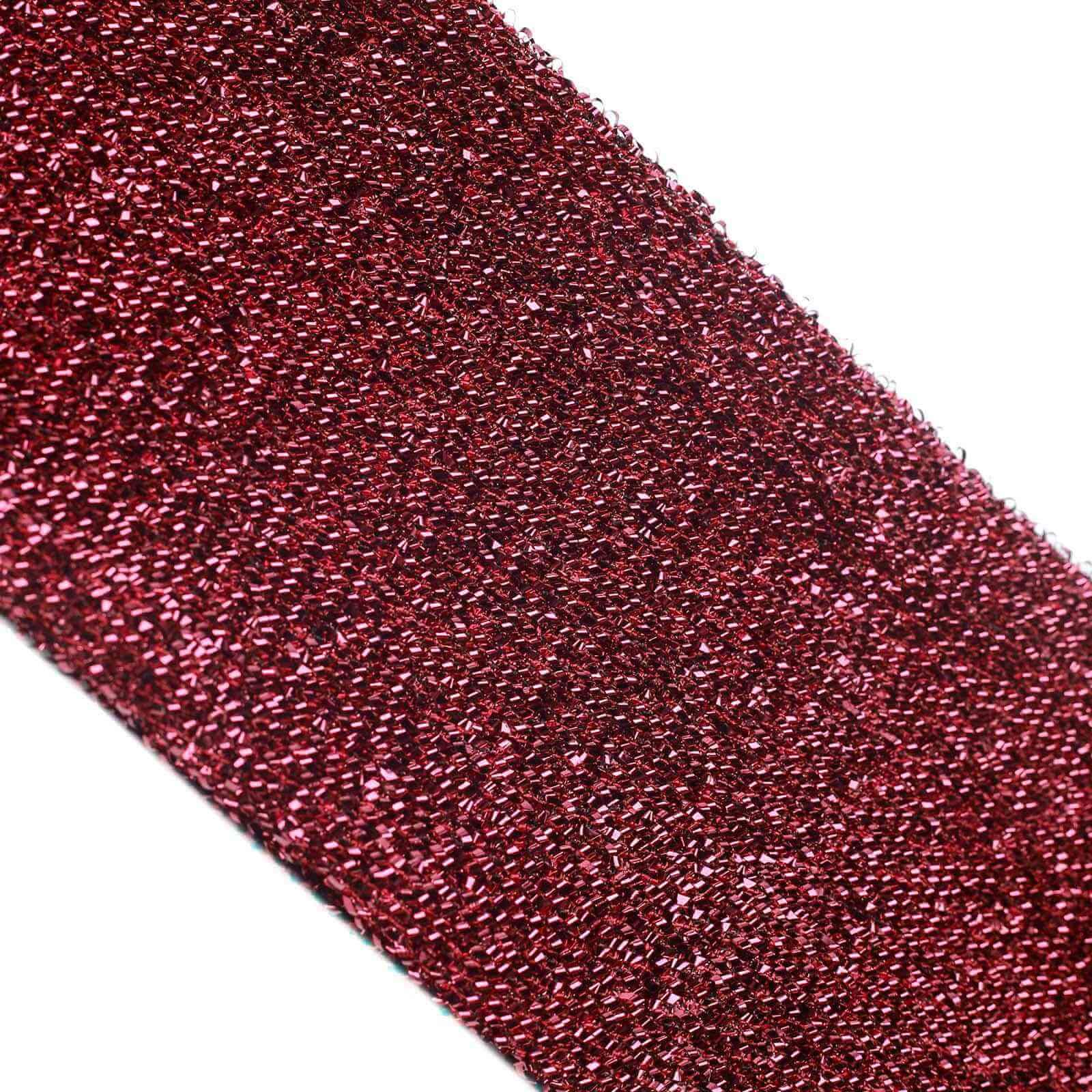 5 Pack Metallic Shimmer Tinsel Spandex Chair Sashes Burgundy - Durable and Reusable Stretch Chair Bands