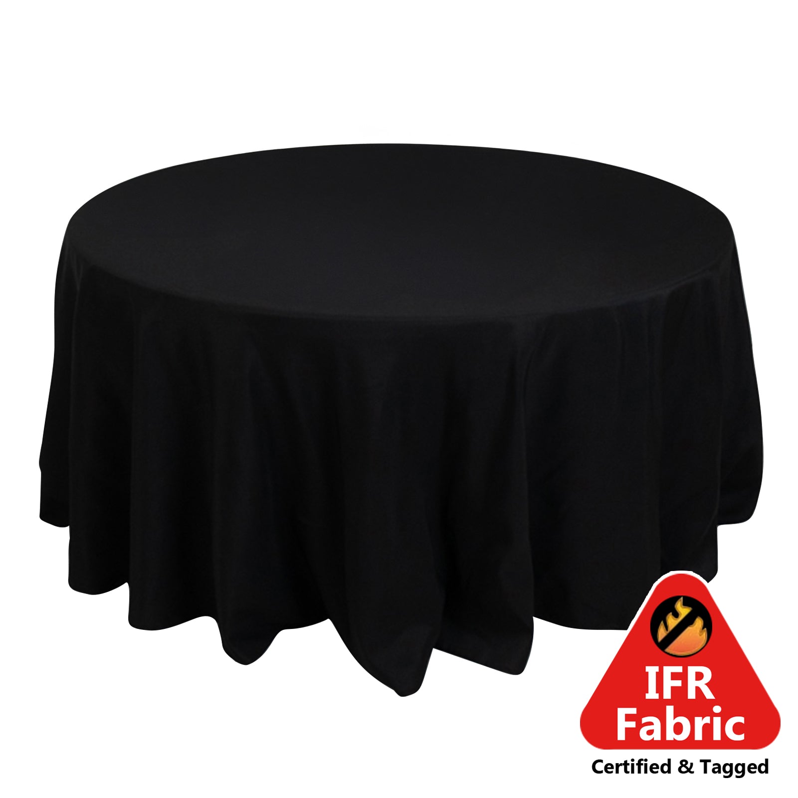 Fire Retardant Premium Polyester 120 Round Tablecloth Black - High-Performance Seamless Table Cover