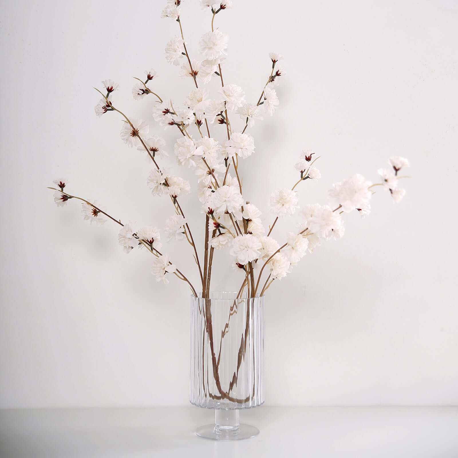 2 Branches 42 Tall Ivory Artificial Silk Carnation Flower Stems