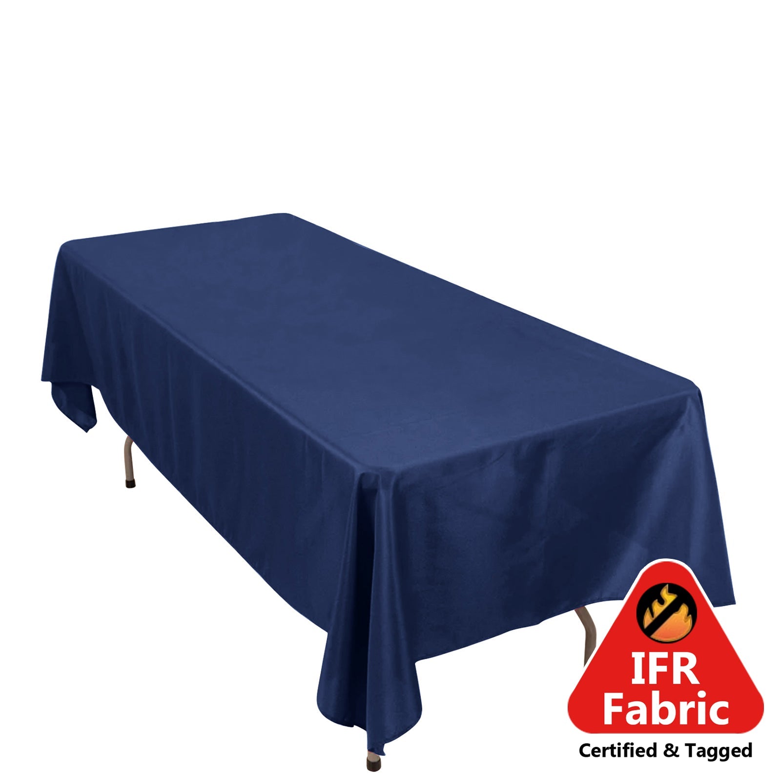 Fire Retardant Premium Polyester 60x102 Rectangular Tablecloth Navy Blue - High-Performance Table Cover