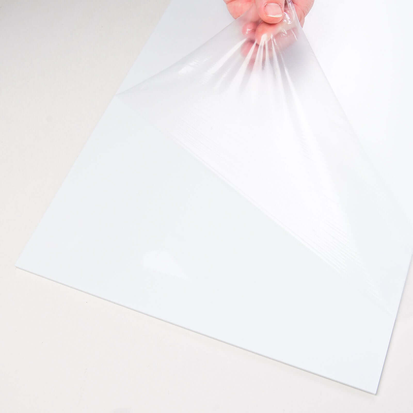 Set of 4 Acrylic Plexiglass Sheets Rectangular Side Plates White - Protective Film Coating