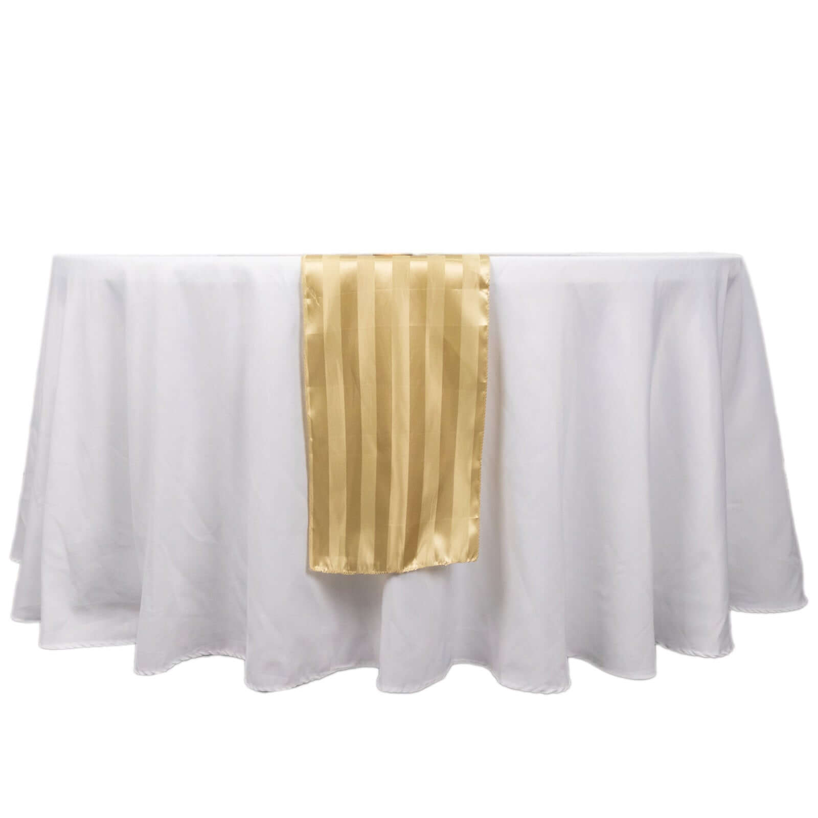 Satin 12x108 Table Runner Champagne - Stripe Table Decor