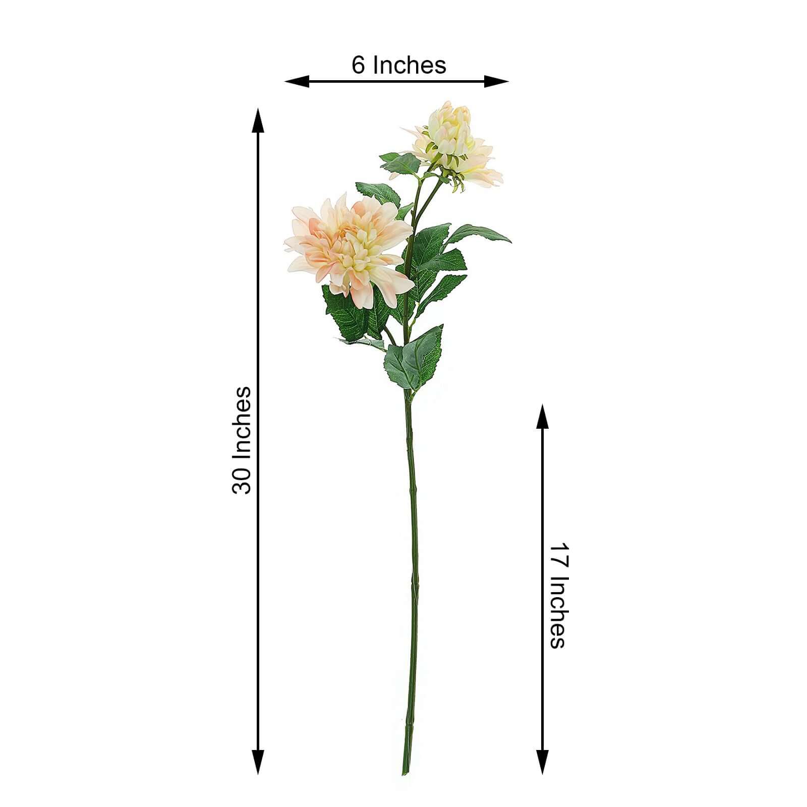 30 Tall Blush Cream Artificial Dahlia Silk Flower Stems, Faux Floral Spray