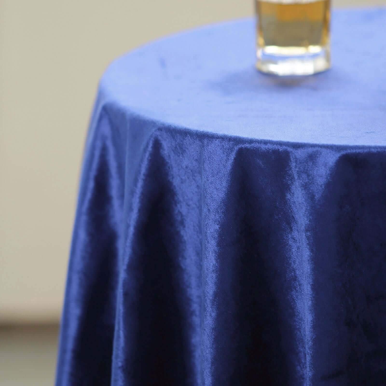 54x54 Royal Blue Seamless Premium Velvet Square Tablecloth, Reusable Linen