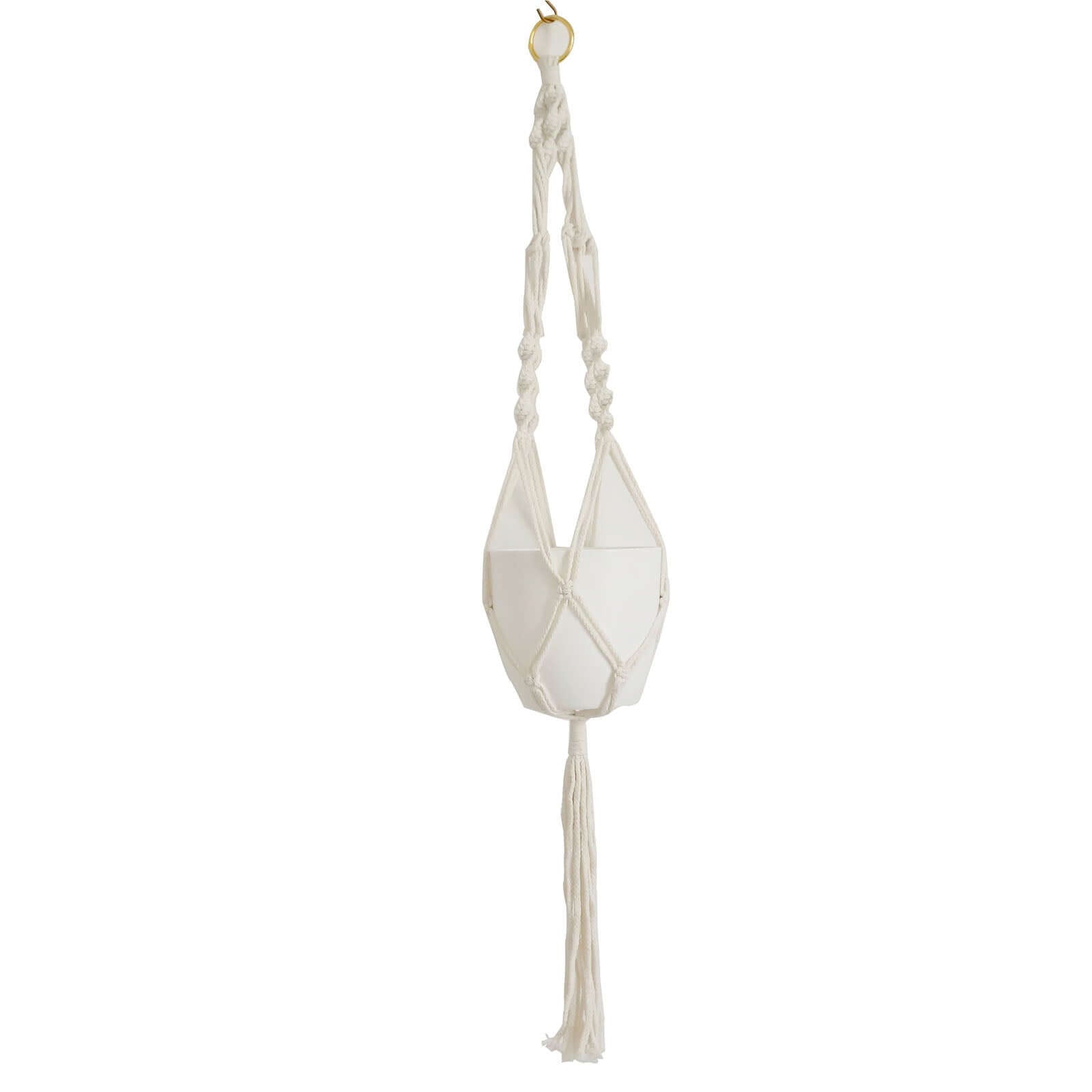 2-Pack Hanging Planter Baskets with Tassels Ivory Boho Design - Cotton Rope Indoor Decorative Flower Holders