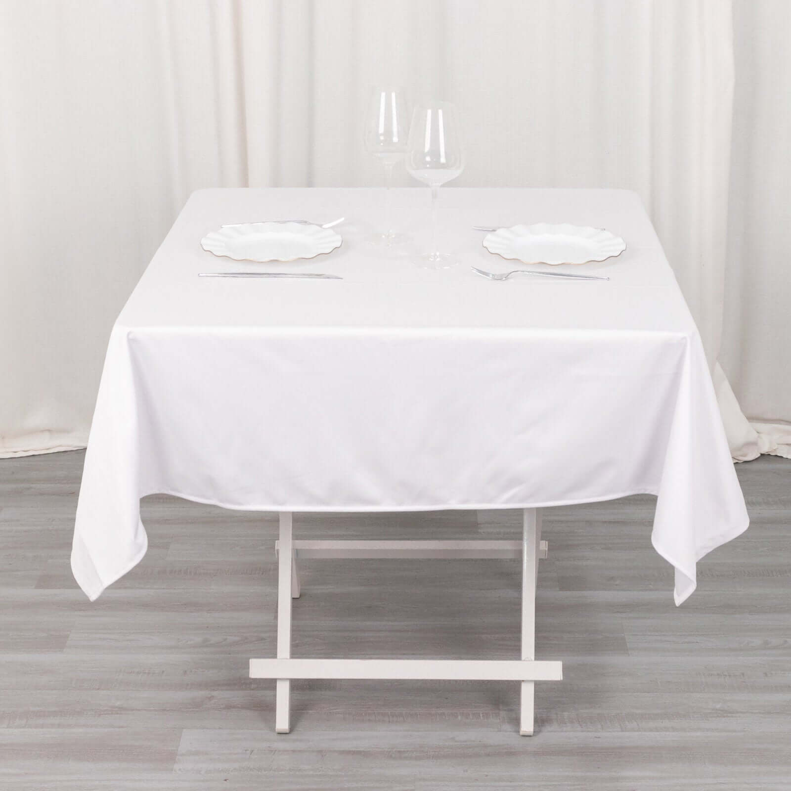 Premium Scuba Square 54x54 Tablecloth White - Wrinkle Free & Stain Resistant Table Cover for Weddings & Events