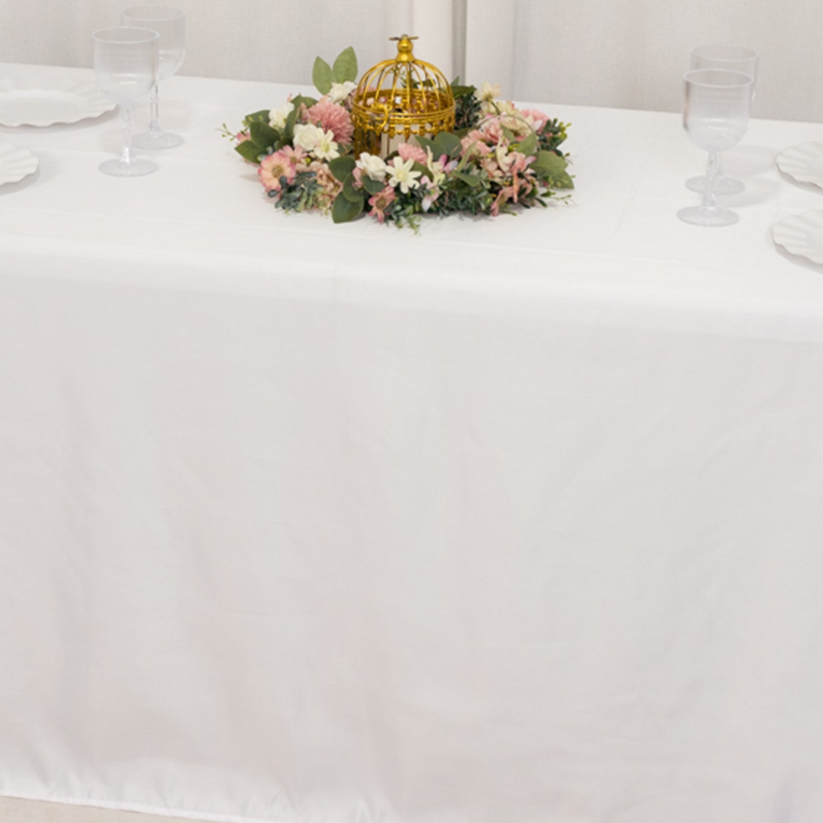 Lamour Satin 90x132 Rectangle Tablecloth White - Soft & Silk-Like Seamless Table Cover for Weddings & Parties